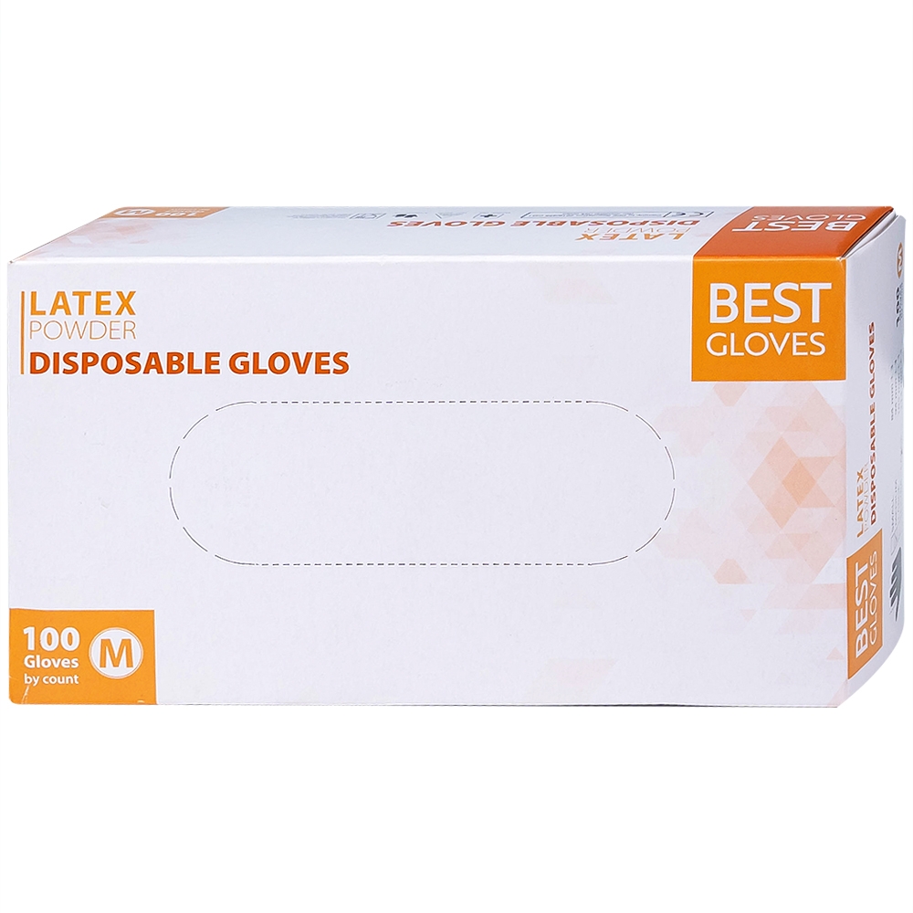 Hình ảnh Găng tay cao su y tế có bột phủ Latex Powder Disposable Best Gloves size M (100 cái)