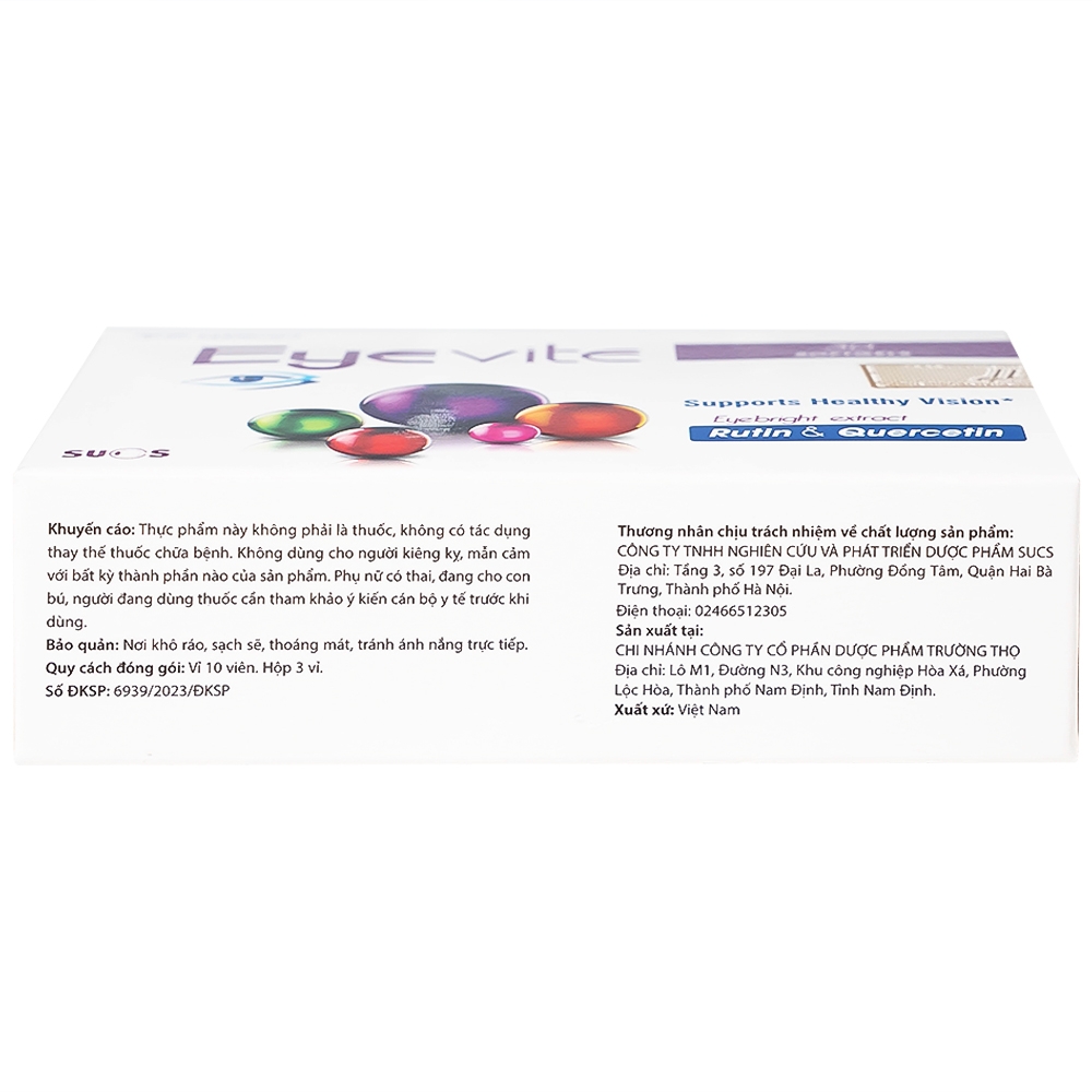 Hình ảnh Viên uống Eyevite Sucs hỗ trợ chống oxy hóa, tăng cường thị lực (3 vỉ x 10 viên)