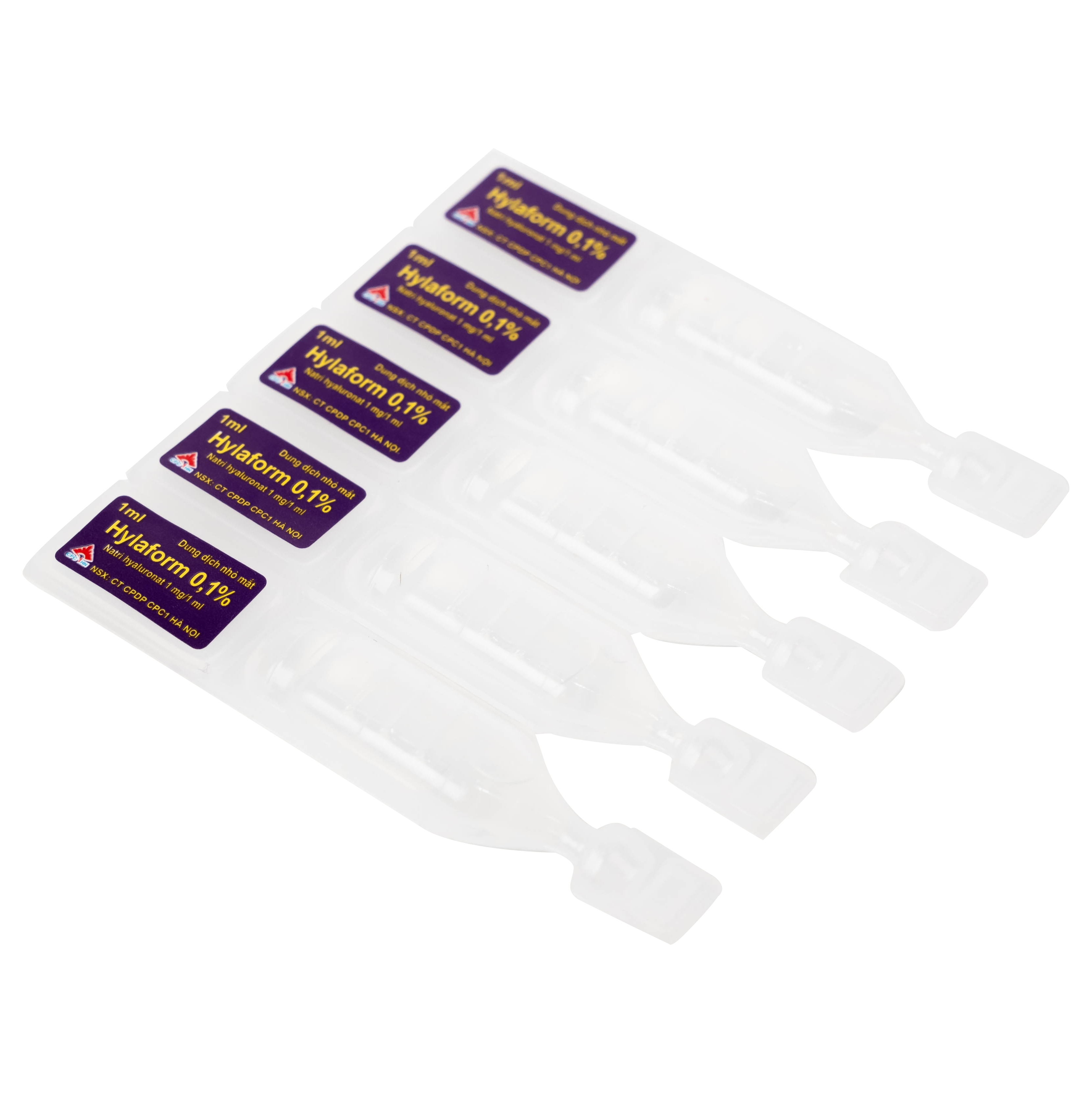 Hình ảnh Thuốc nhỏ mắt Hylaform 0,1% CPC1HN điều trị triệu chứng khô mắt, rối loạn biểu mô giác mạc (4 vỉ x 5 ống)