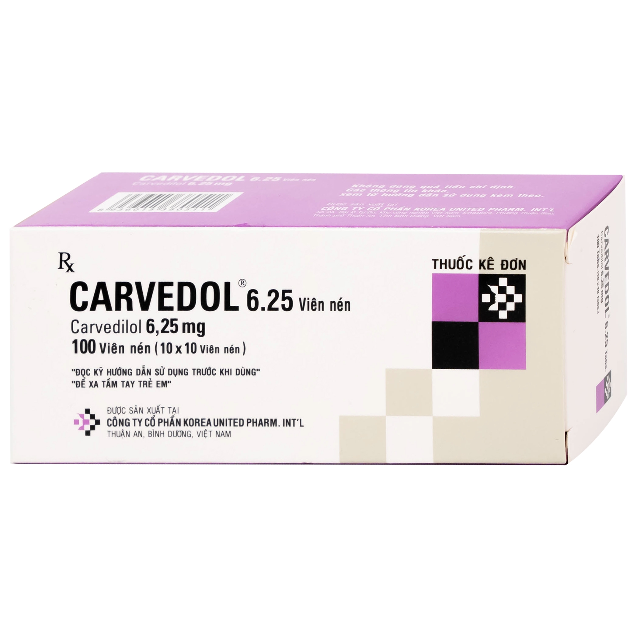 Hình ảnh Thuốc Carvedol 6.25 United điều trị tăng huyết áp, bệnh mạch vành (10 vỉ x 10 viên)