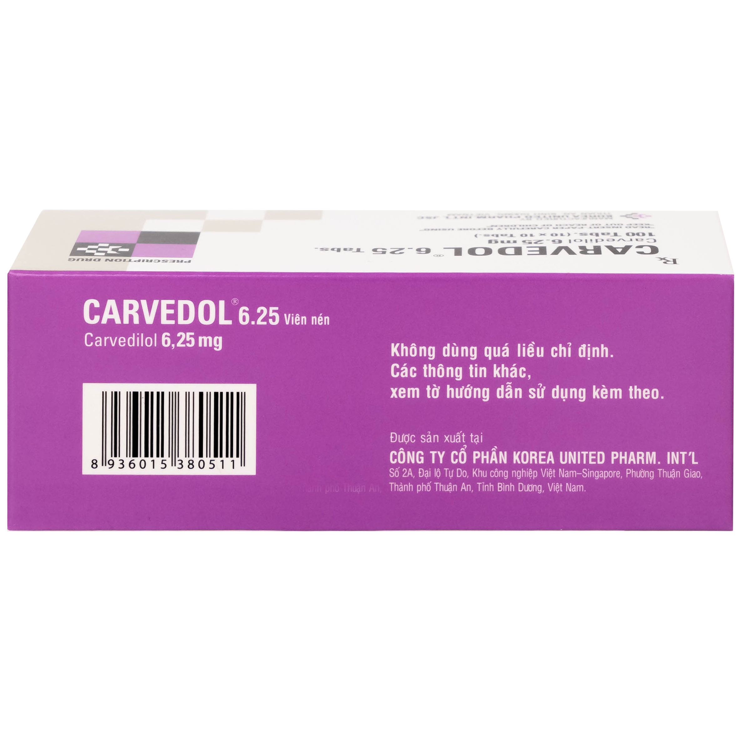 Hình ảnh Thuốc Carvedol 6.25 United điều trị tăng huyết áp, bệnh mạch vành (10 vỉ x 10 viên)
