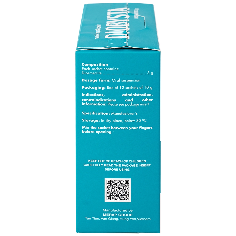 Hình ảnh Thuốc Diobysta Merap điều trị tiêu chảy cấp và mạn (12 gói)