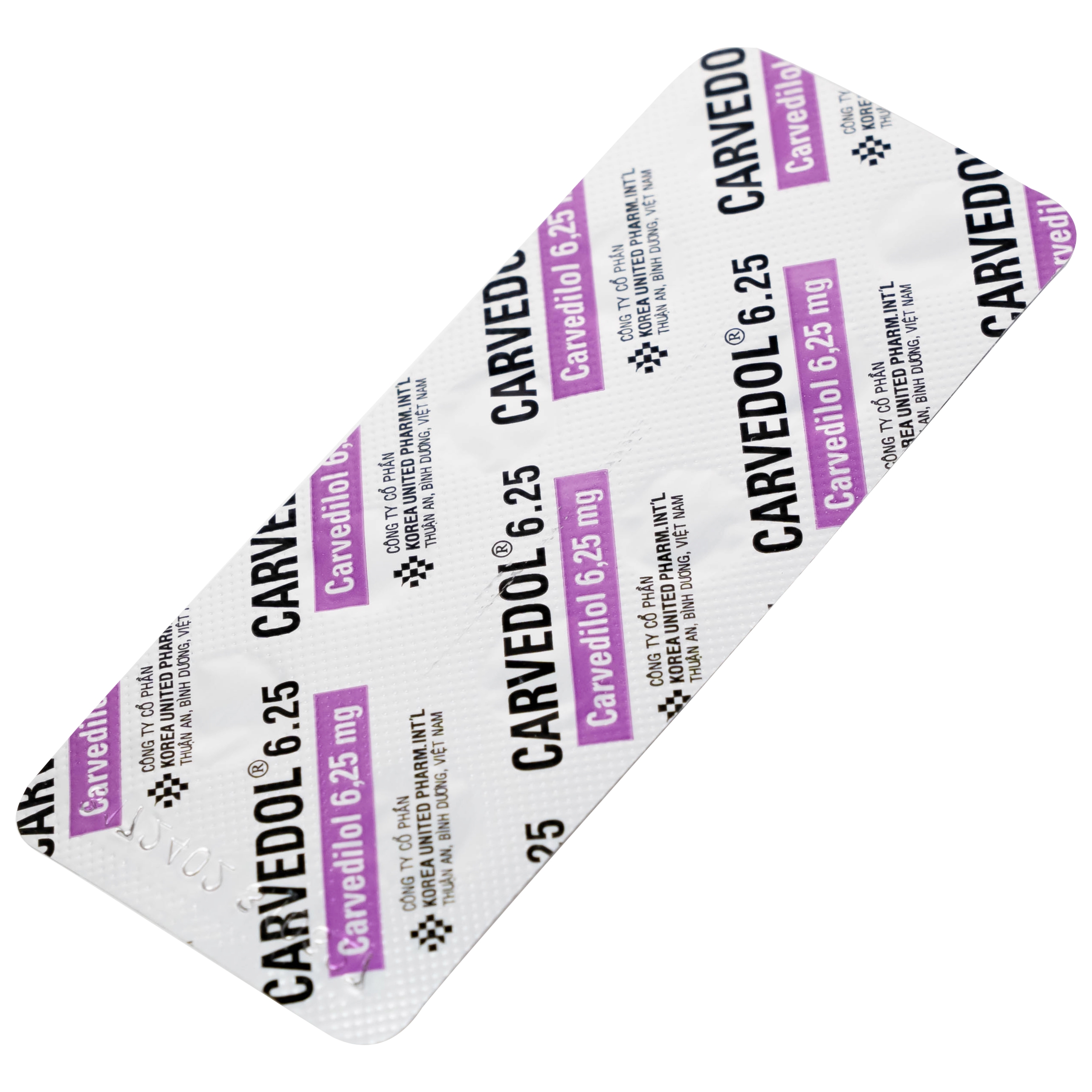 Hình ảnh Thuốc Carvedol 6.25 United điều trị tăng huyết áp, bệnh mạch vành (10 vỉ x 10 viên)
