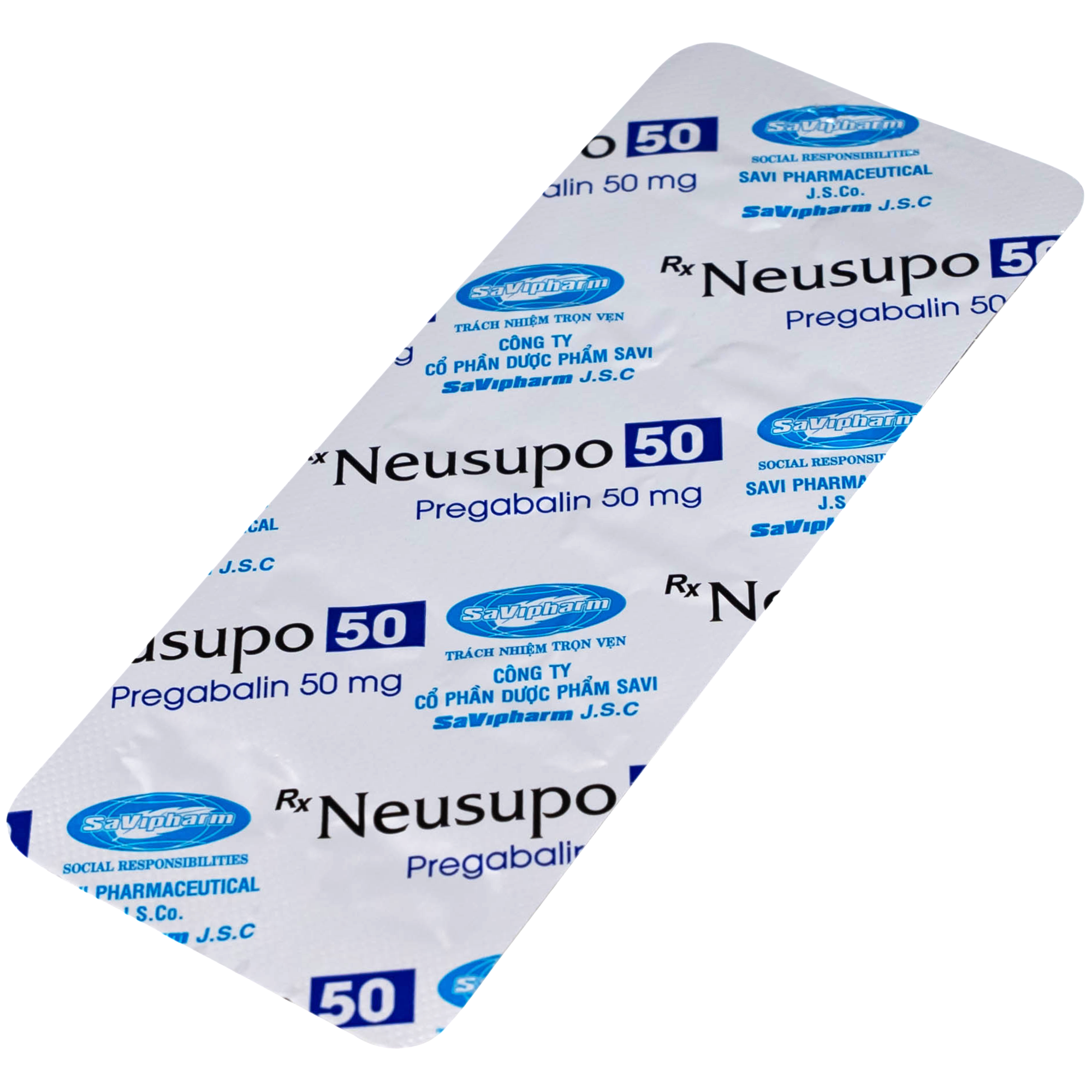 Hình ảnh Thuốc Neusupo 50mg Savipharm đau thần kinh, lo âu lan tỏa, đau cơ xơ hóa, hỗ trợ động kinh cục bộ (3 vỉ x 10 viên)
