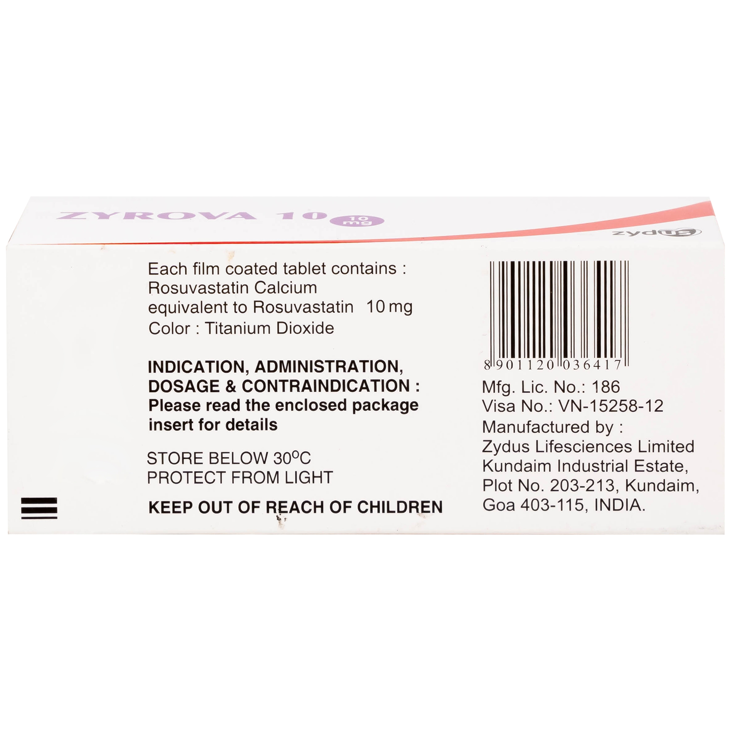 Hình ảnh Thuốc Zyrova 10 Zydus điều trị cholesterol cao trong máu (10 vỉ x 10 viên)