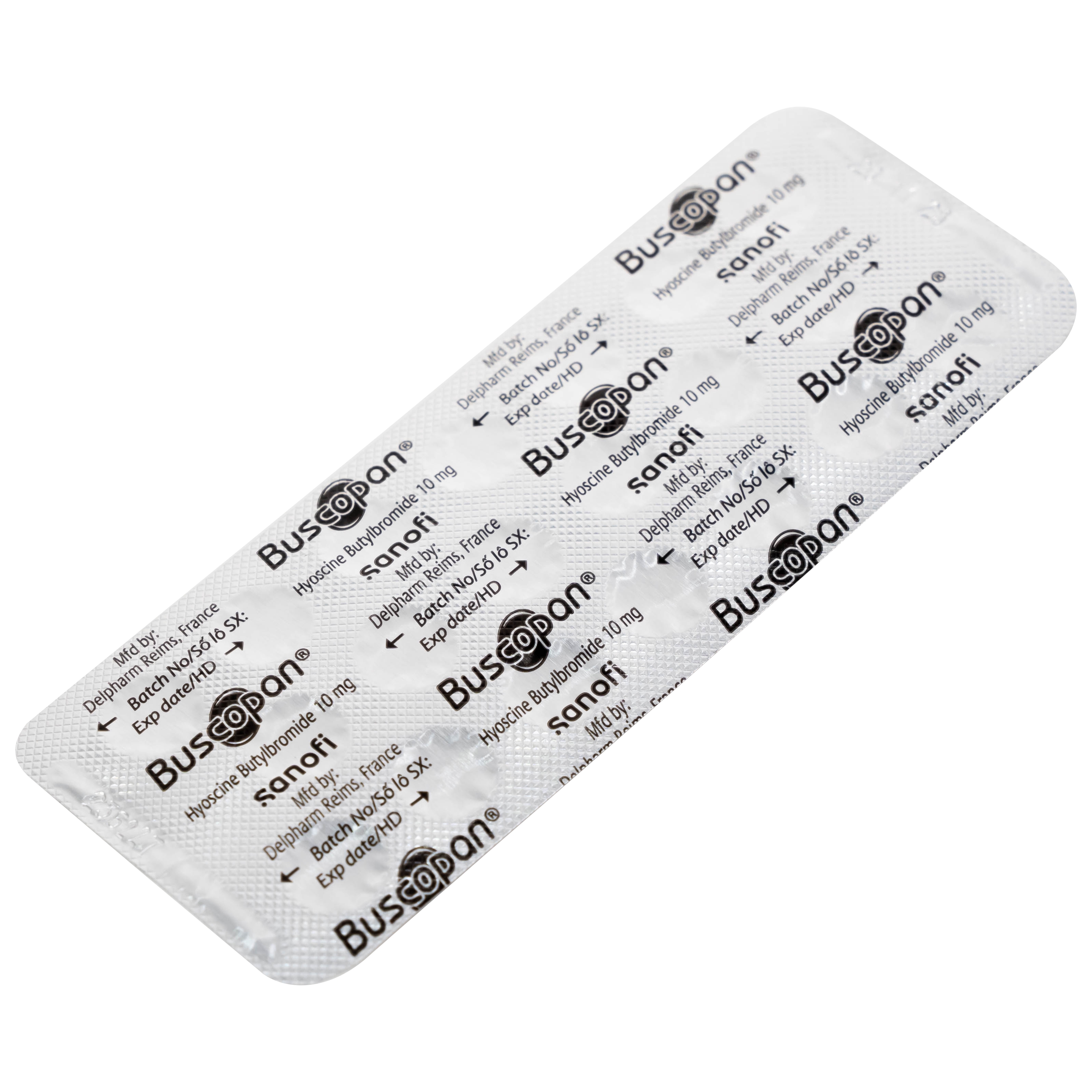 Hình ảnh Thuốc Buscopan 10mg Sanofi giảm co thắt cơ trơn đường sinh dục – tiết niệu (5 vỉ x 20 viên)