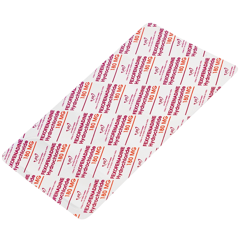 Hình ảnh Thuốc Fexofenadine Hydrochloride 180mg An Thiên điều trị viêm mũi dị ứng theo mùa (3 vỉ x 10 viên)