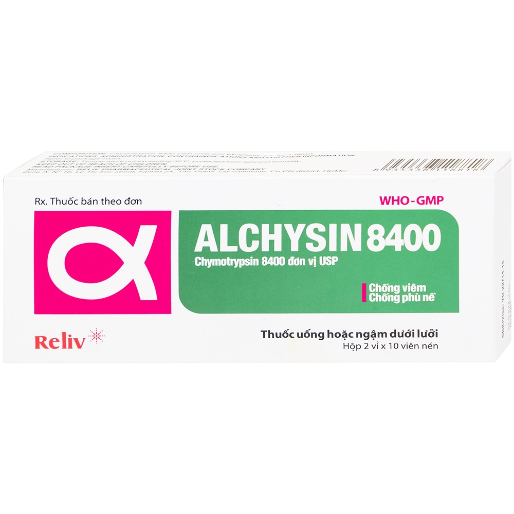 Hình ảnh Thuốc Alchysin 8400 Reliv điều trị các trường hợp phù nề sau chấn thương (2 vỉ x 10 viên)