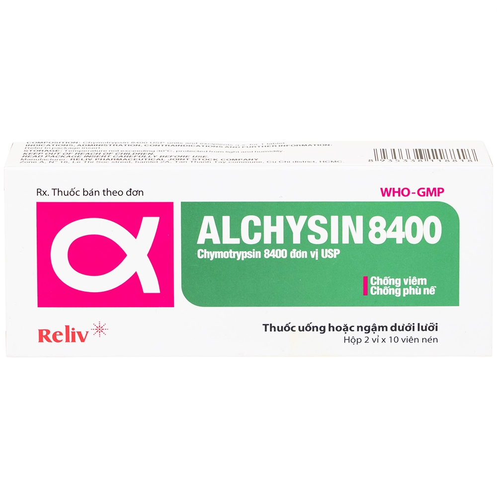 Hình ảnh Thuốc Alchysin 8400 Reliv điều trị các trường hợp phù nề sau chấn thương (2 vỉ x 10 viên)