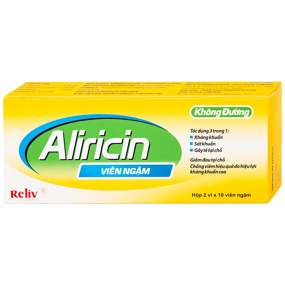 Hình ảnh Thuốc Aricicin Reliv điều trị viêm họng, viêm amidan, viêm miệng, viêm hầu (2 vỉ x 10 viên)