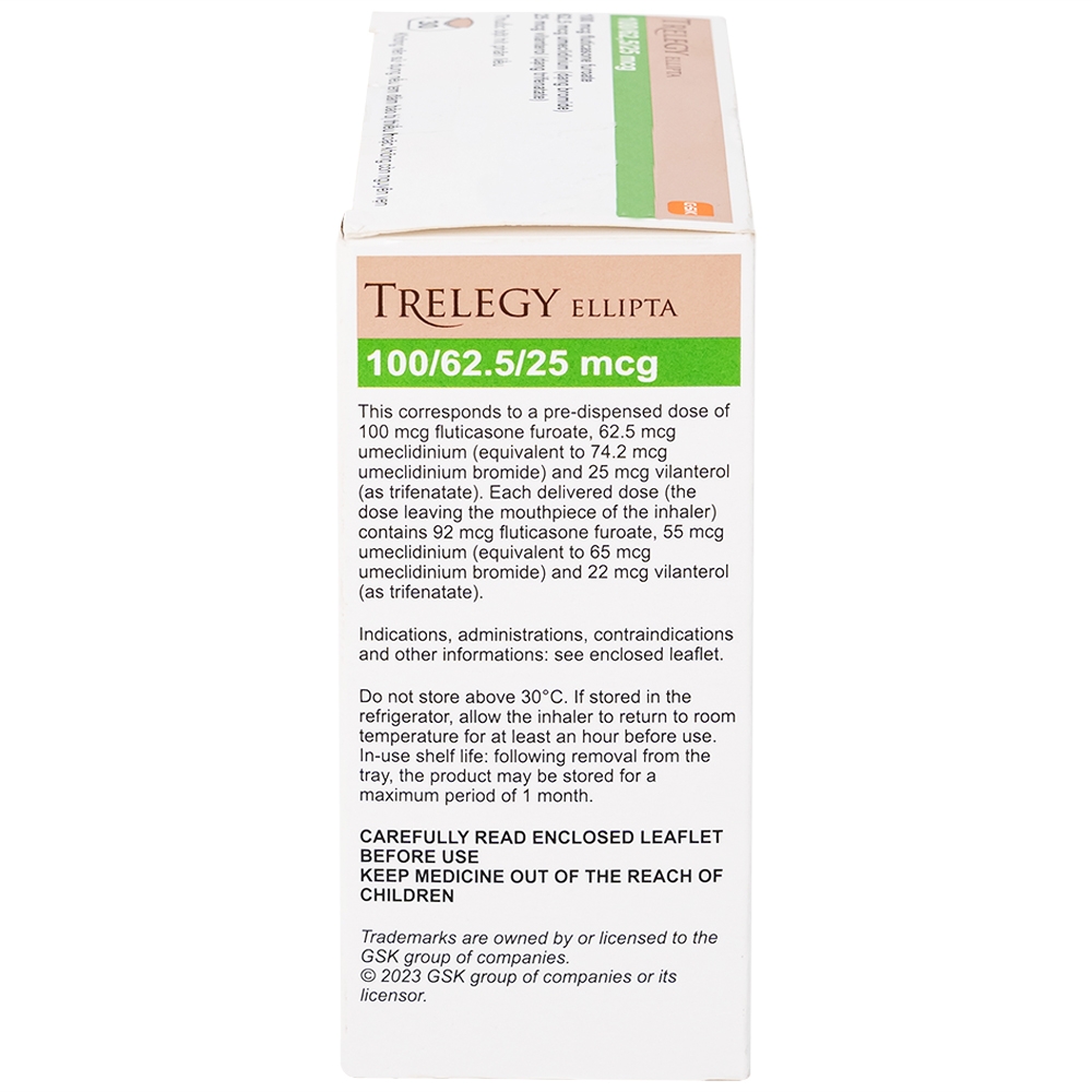 Hình ảnh Thuốc bột hít phân liều Trelegy Ellipta GSK điều trị bệnh phổi tắc nghẽn mãn tính (30 liều hít)
