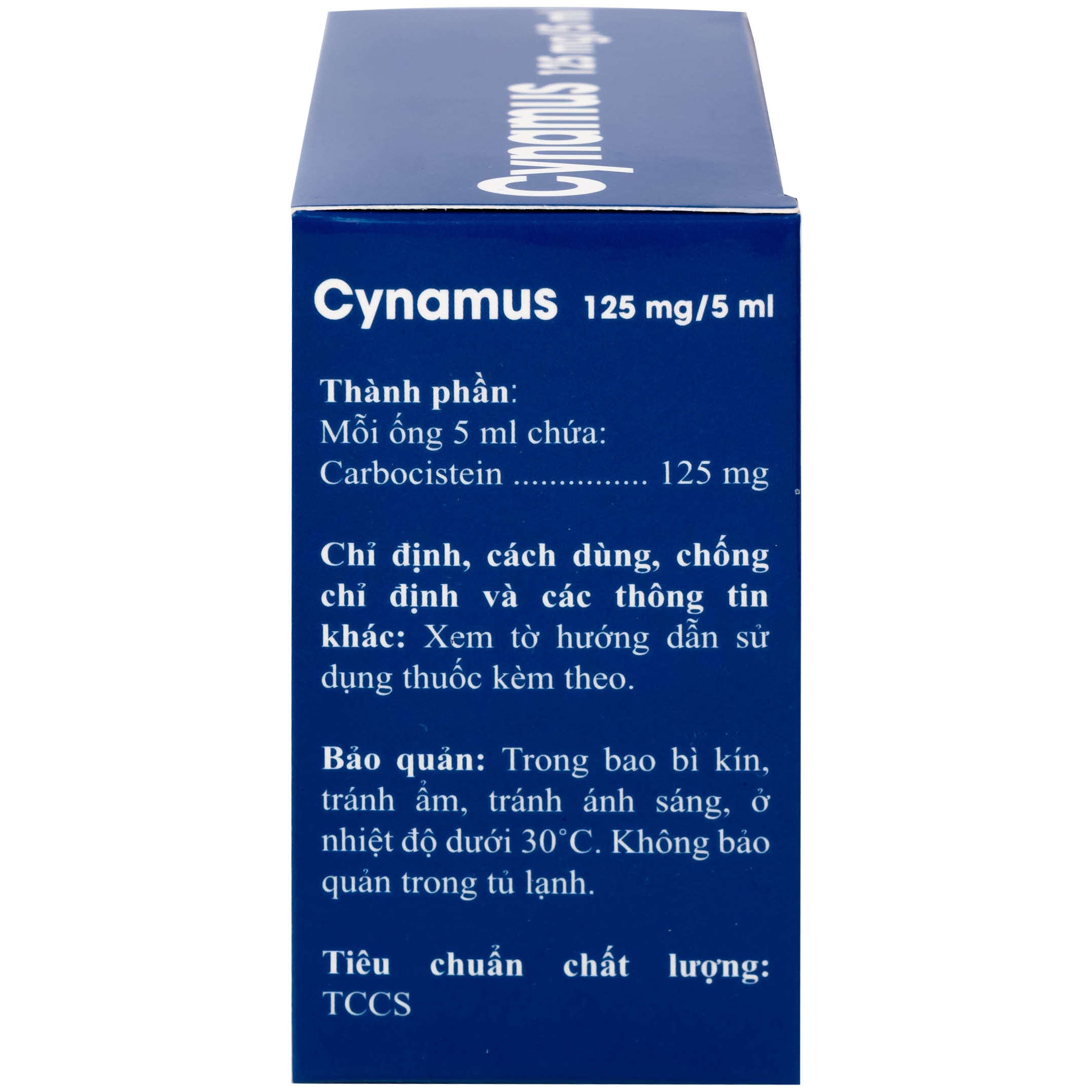 Hình ảnh Dung dịch uống Cynamus 125mg/5ml CPC1HN dùng khi ho có đàm, tăng tiết nhiều đàm (4 vỉ x 5 ống)