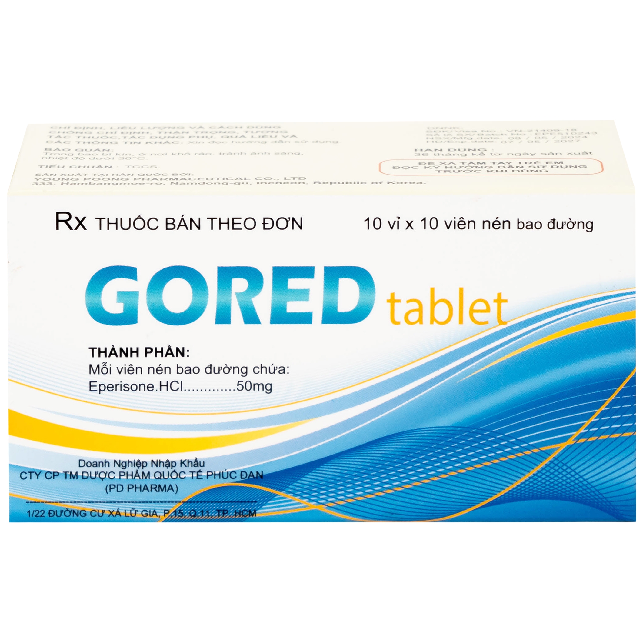 Hình ảnh Thuốc Gored 50mg Young Poong điều trị hội chứng đốt sống cổ, viêm quanh khớp vai (10 vỉ x 10 viên)