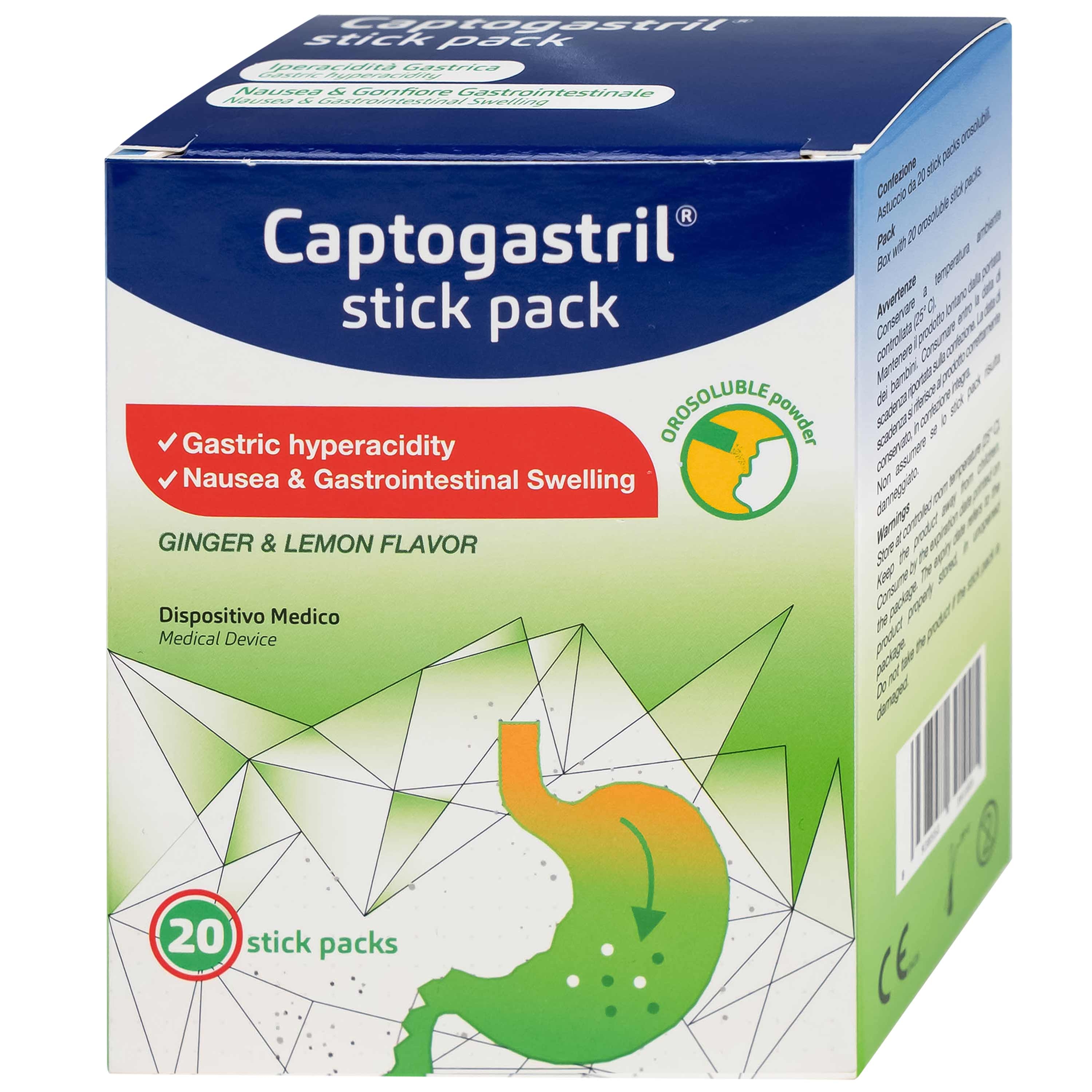 Hình ảnh Vi bột Captogastril giảm nhanh acid, đau dạ dày, ợ nóng, đầy hơi, buồn nôn, khó tiêu hộp 20 gói