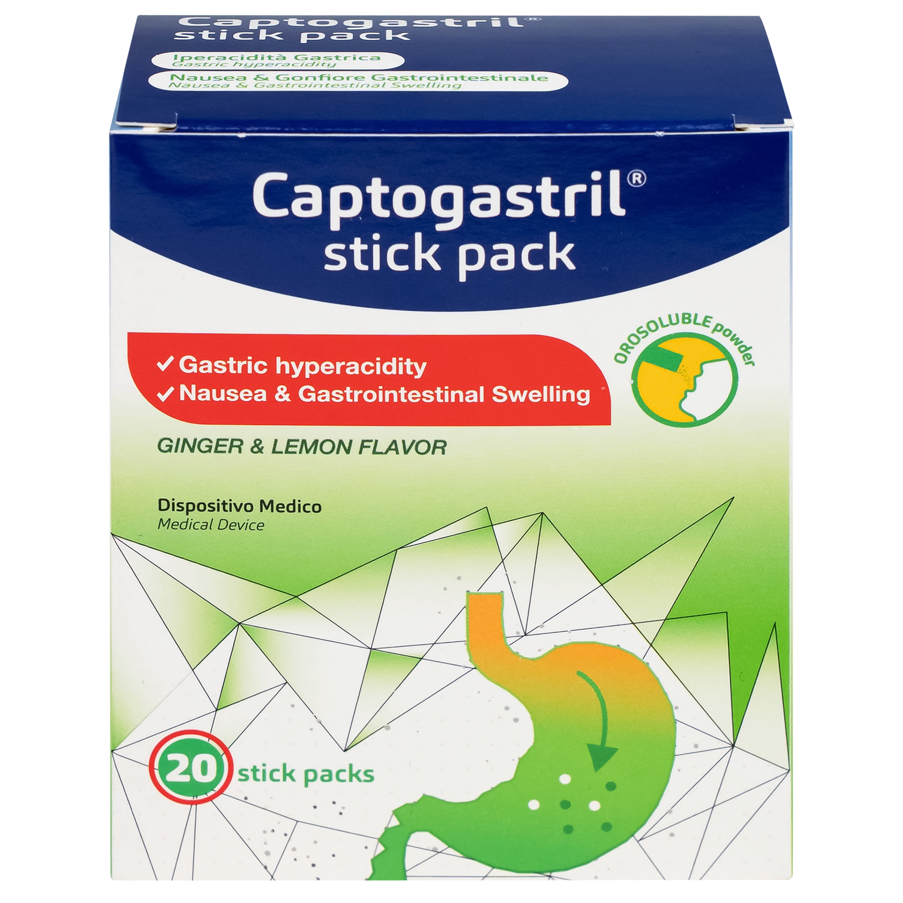 Hình ảnh Vi bột Captogastril giảm nhanh acid, đau dạ dày, ợ nóng, đầy hơi, buồn nôn, khó tiêu hộp 20 gói