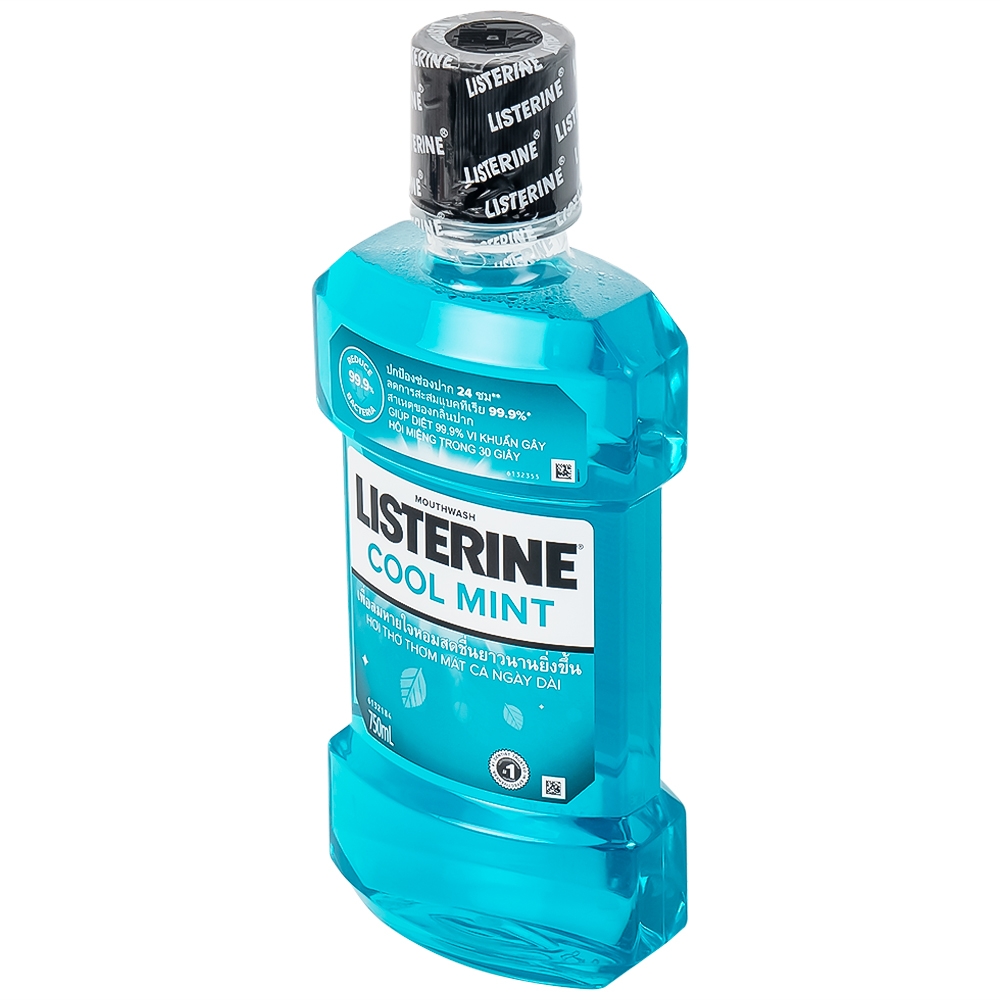 Hình ảnh Nước súc miệng Listerine Cool Mint bảo vệ khoang miệng suốt 24h khỏi vi khuẩn hôi miệng, mảng bám, viêm nướu (750ml)