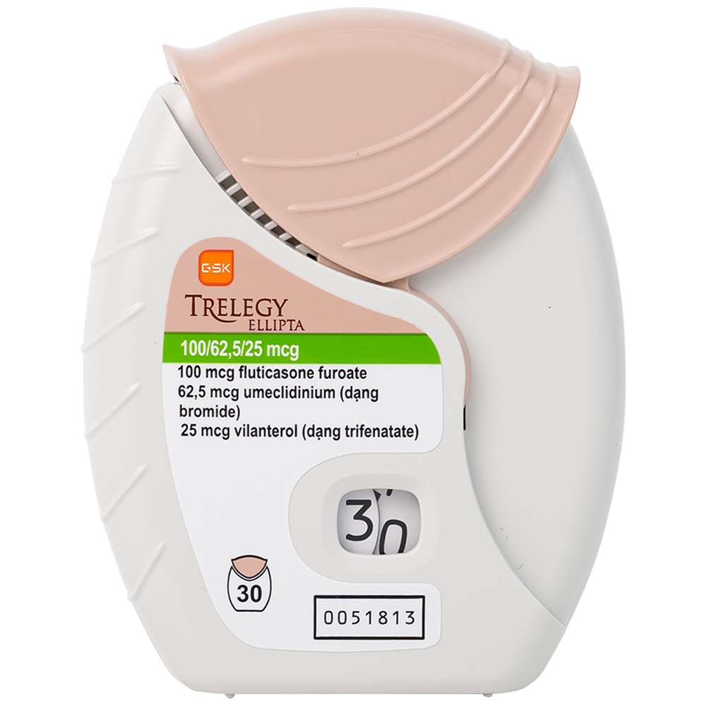 Hình ảnh Thuốc bột hít phân liều Trelegy Ellipta GSK điều trị bệnh phổi tắc nghẽn mãn tính (30 liều hít)