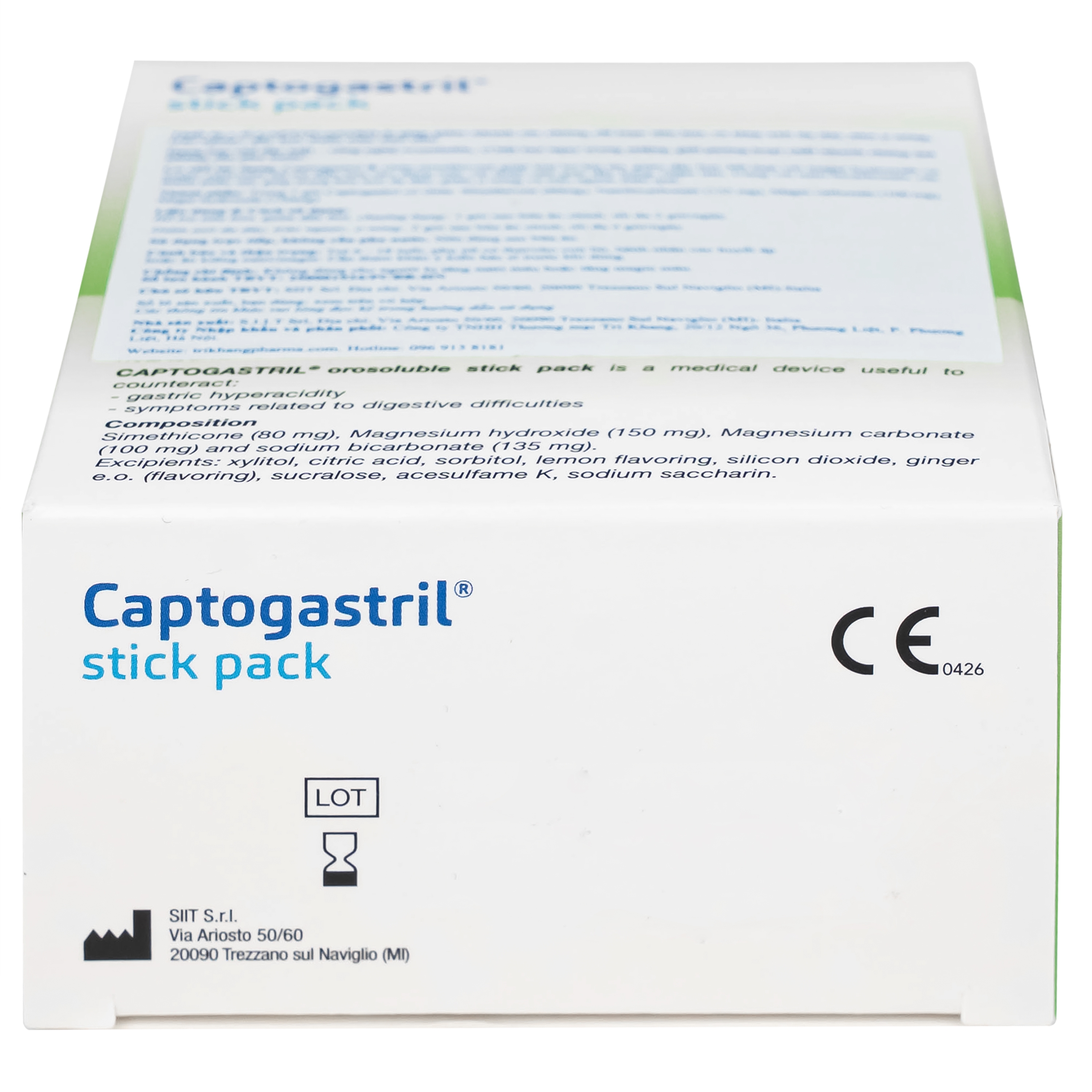 Hình ảnh Vi bột Captogastril giảm nhanh acid, đau dạ dày, ợ nóng, đầy hơi, buồn nôn, khó tiêu hộp 20 gói