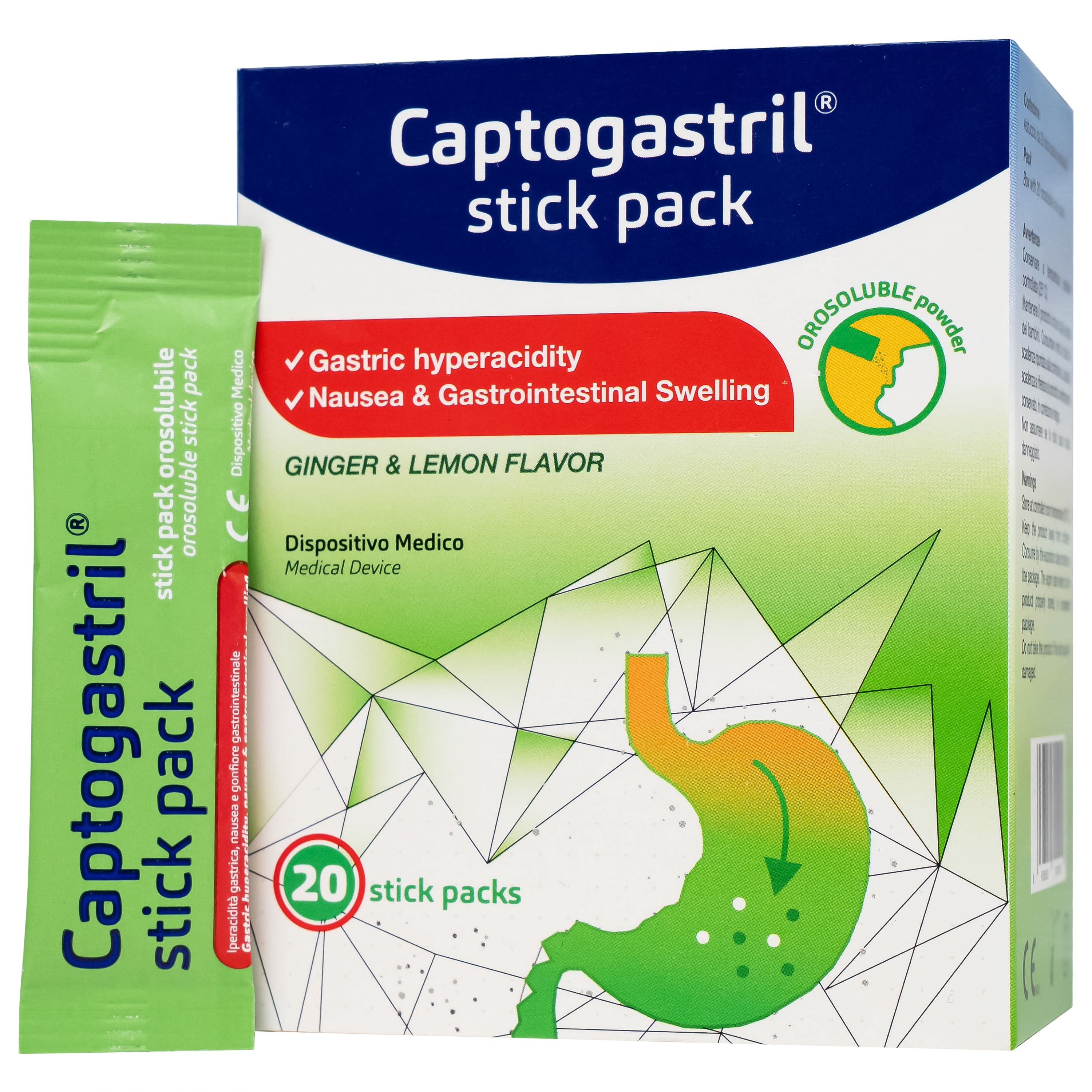 Hình ảnh Vi bột Captogastril giảm nhanh acid, đau dạ dày, ợ nóng, đầy hơi, buồn nôn, khó tiêu hộp 20 gói