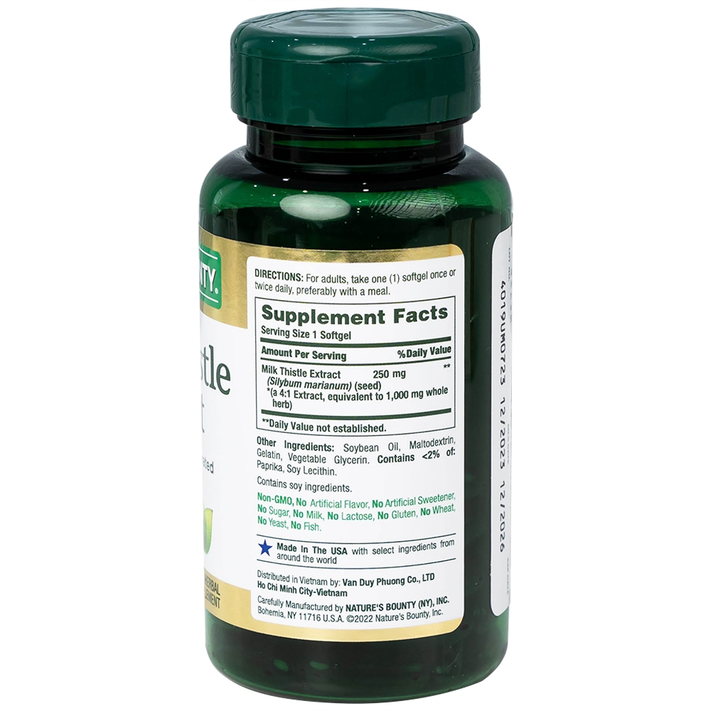 Hình ảnh Viên uống Milk Thistle Nature's Bounty hỗ trợ tăng cường chức năng gan, bảo vệ gan (50 viên)