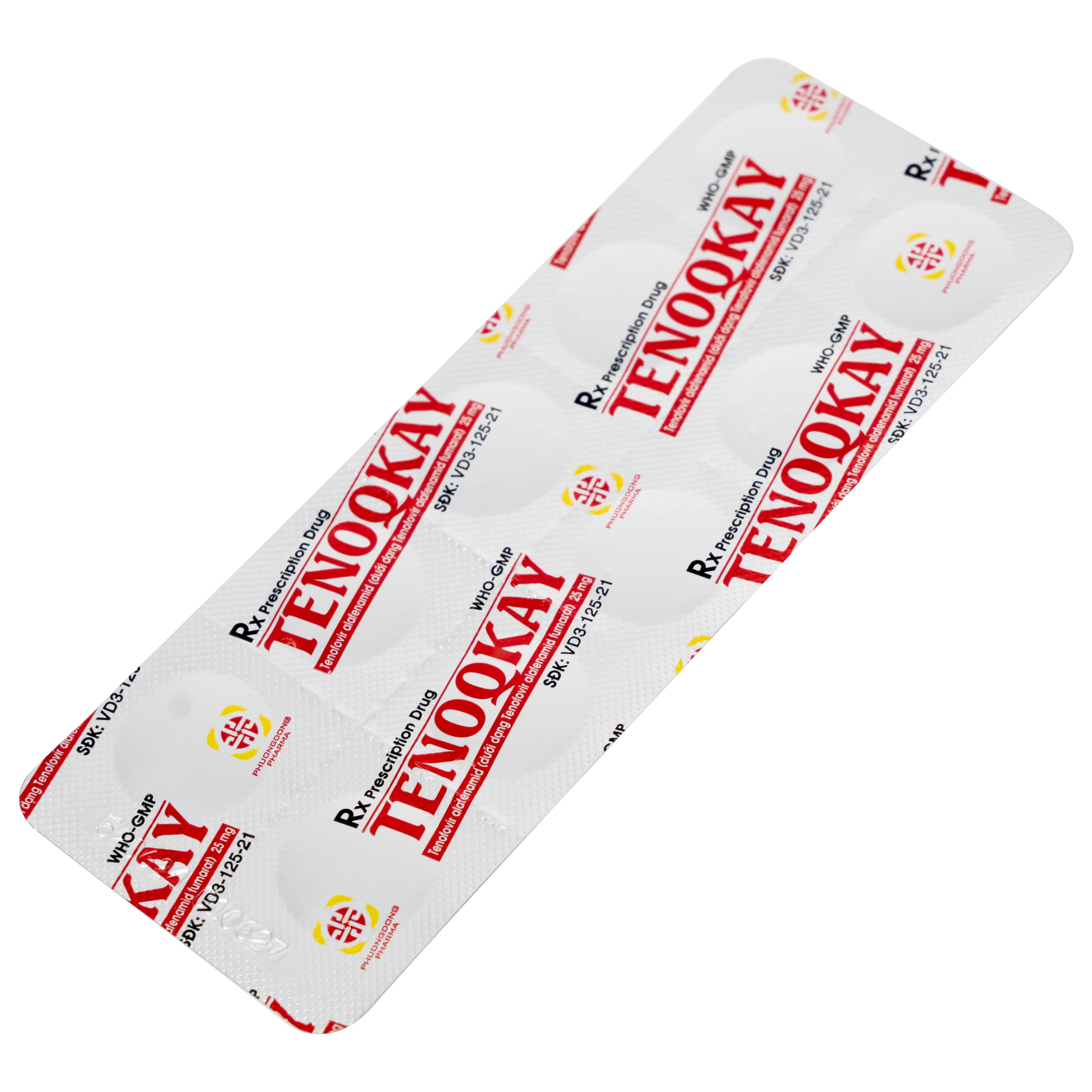 Hình ảnh Thuốc Tenoqkay 25mg Phương Đông điều trị bệnh viêm gan siêu vi B mạn tính (3 vỉ x 10 viên)