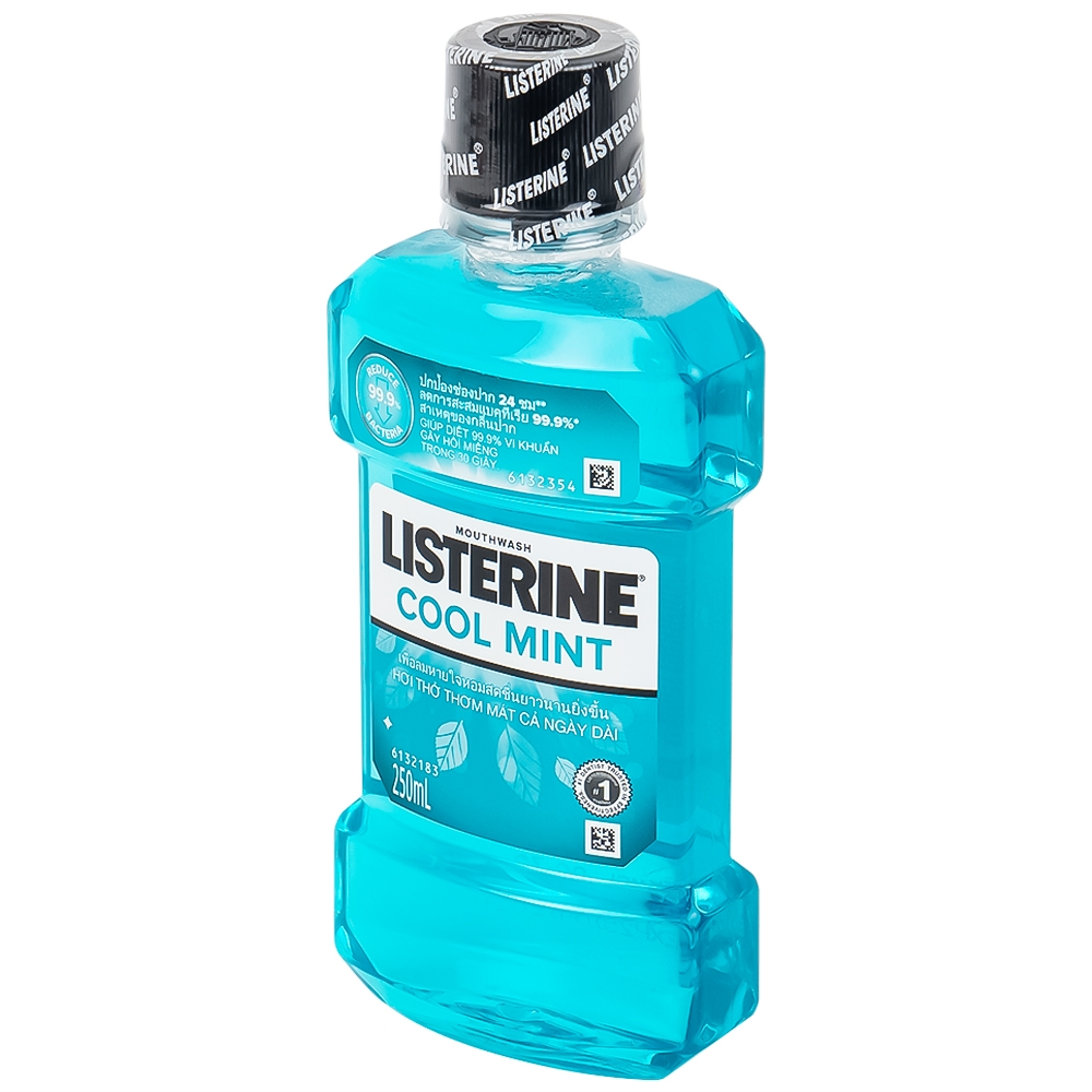 Hình ảnh Nước súc miệng Listerine Cool Mint bảo vệ khoang miệng suốt 24h khỏi vi khuẩn hôi miệng, mảng bám, viêm nướu (250ml)