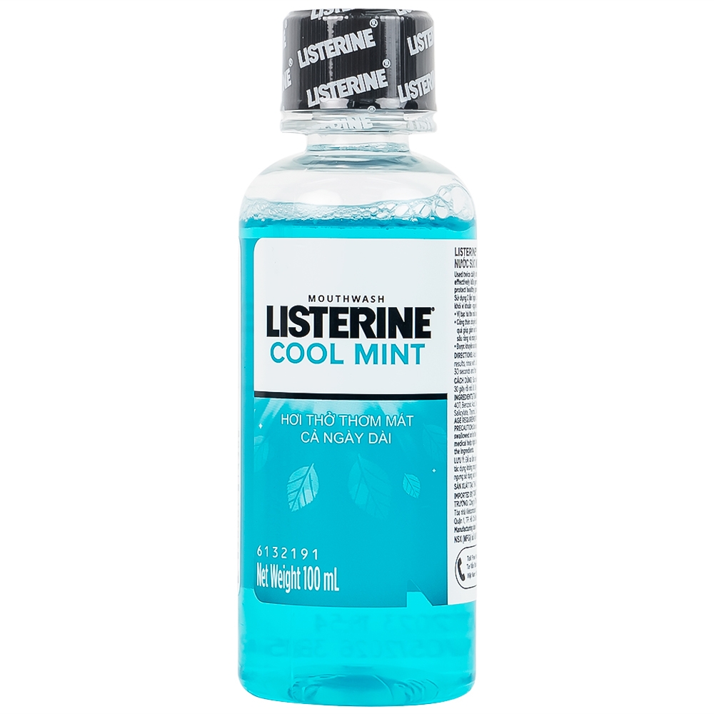 Hình ảnh Nước súc miệng Listerine Cool Mint bảo vệ khoang miệng suốt 24h khỏi vi khuẩn hôi miệng, mảng bám, viêm mướu (100ml)