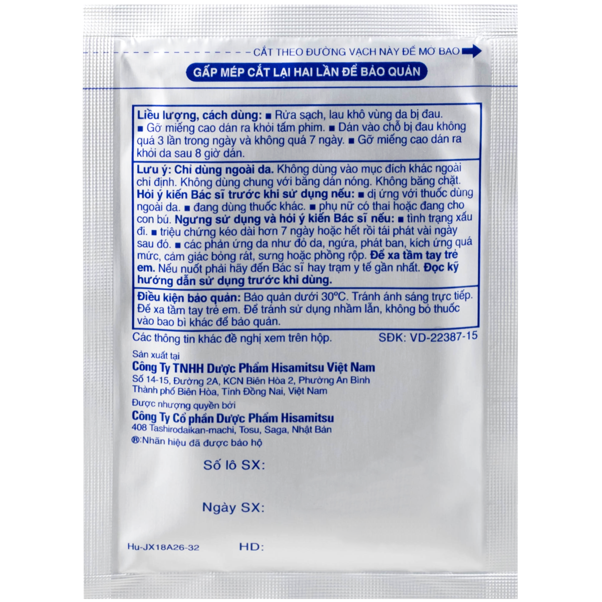 Hình ảnh Thuốc Salonpas 6.5cm x 4.2cm Hisamitsu hỗ trợ giảm đau, kháng viêm (5 hộp x 4 gói)