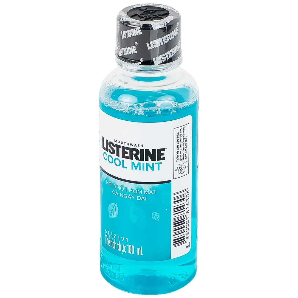 Hình ảnh Nước súc miệng Listerine Cool Mint bảo vệ khoang miệng suốt 24h khỏi vi khuẩn hôi miệng, mảng bám, viêm mướu (100ml)