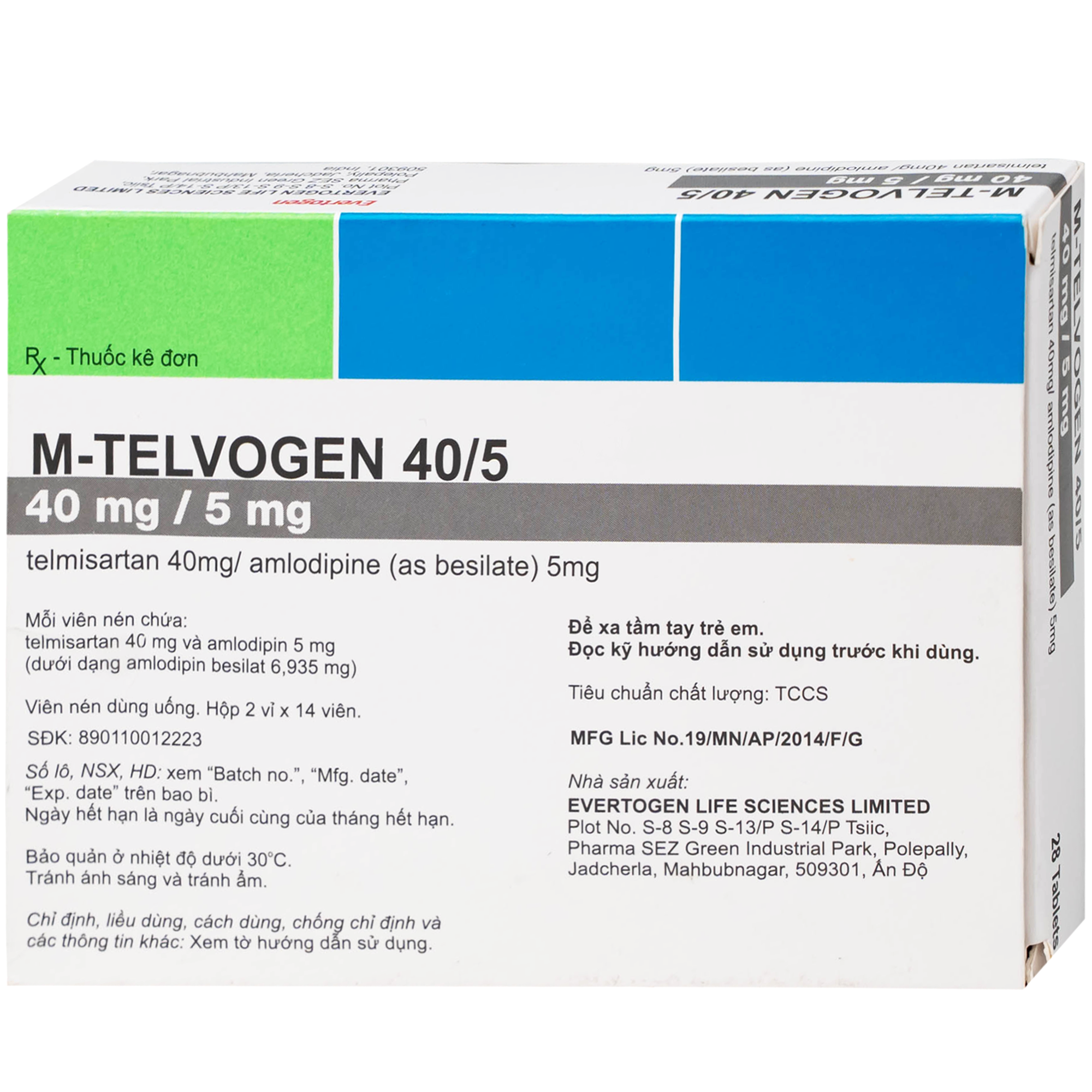 Hình ảnh Thuốc M-Telvogen 40/5mg Evertogen điều trị tăng huyết áp (2 vỉ x 14 viên)