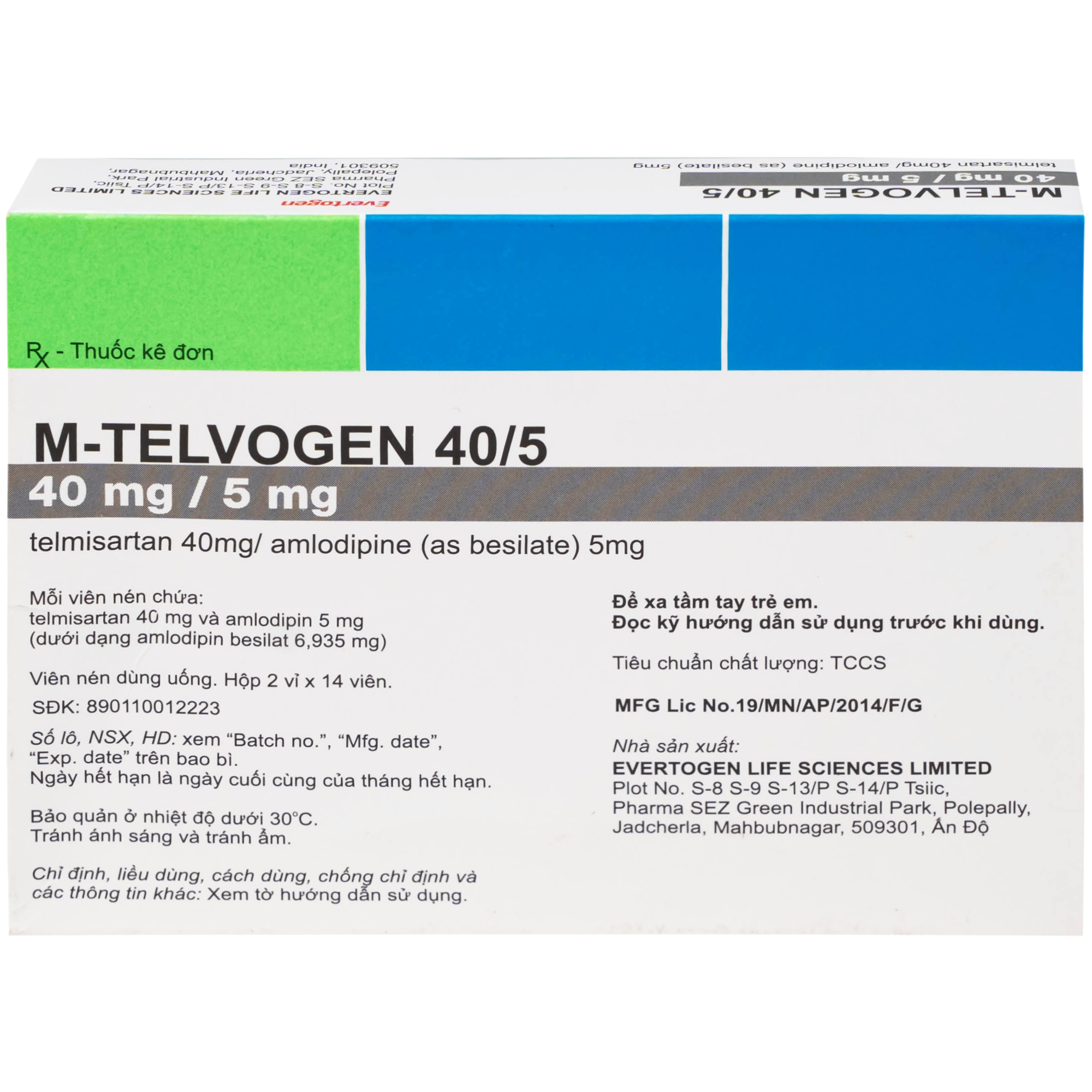 Hình ảnh Thuốc M-Telvogen 40/5mg Evertogen điều trị tăng huyết áp (2 vỉ x 14 viên)