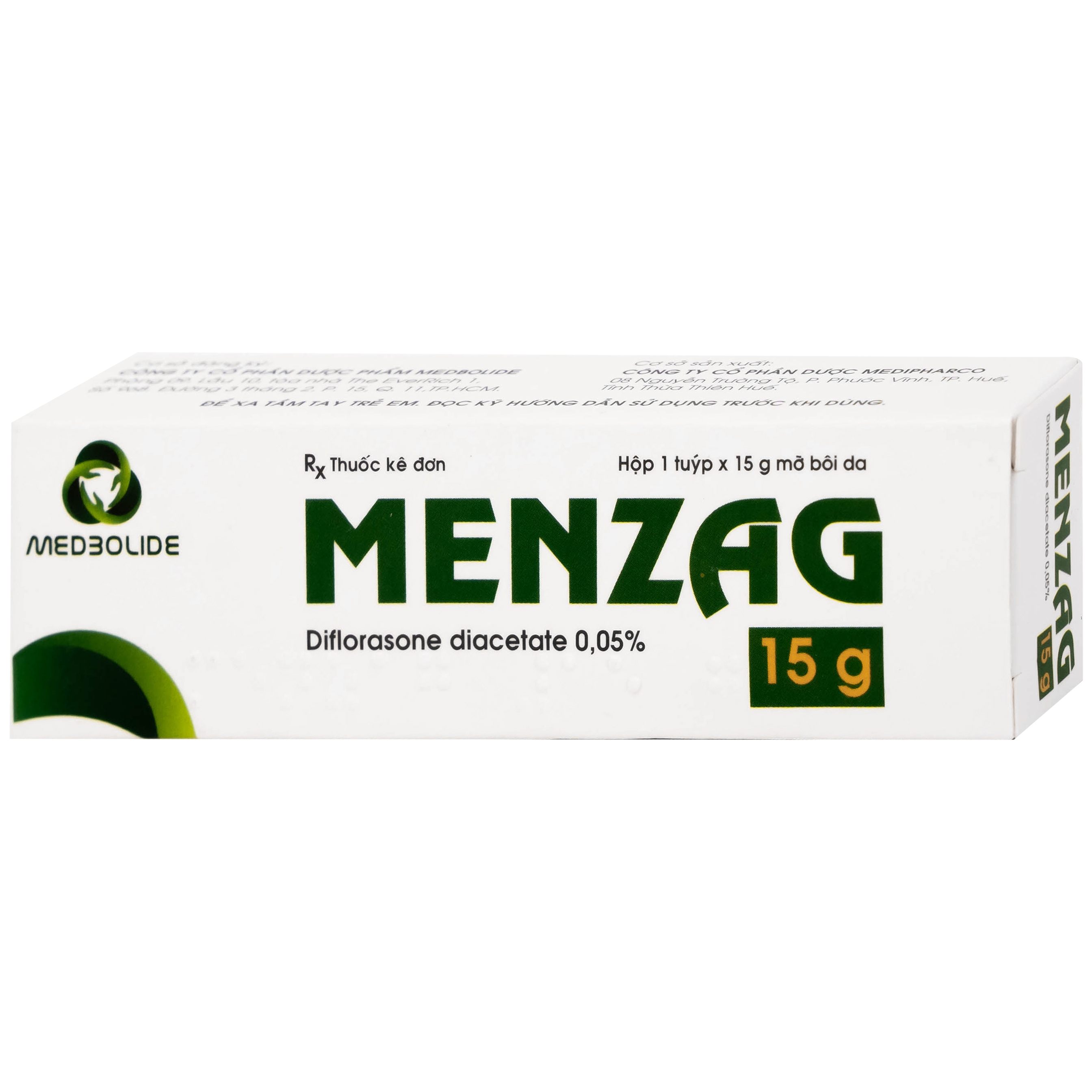 Hình ảnh Thuốc mỡ bôi da Menzag 0.05% Medbolide giảm tình trạng viêm và ngứa của bệnh da liễu