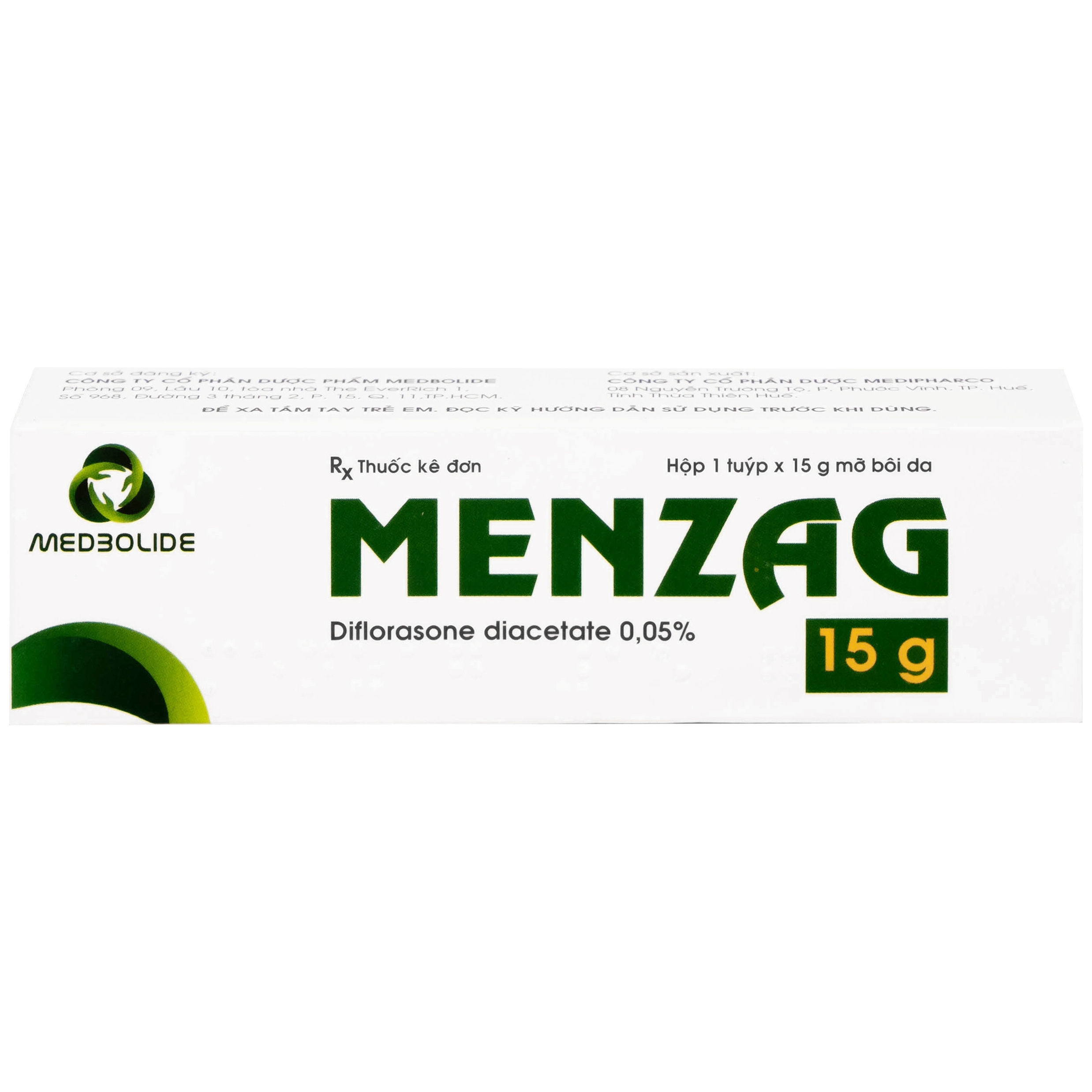 Hình ảnh Thuốc mỡ bôi da Menzag 0.05% Medbolide giảm tình trạng viêm và ngứa của bệnh da liễu