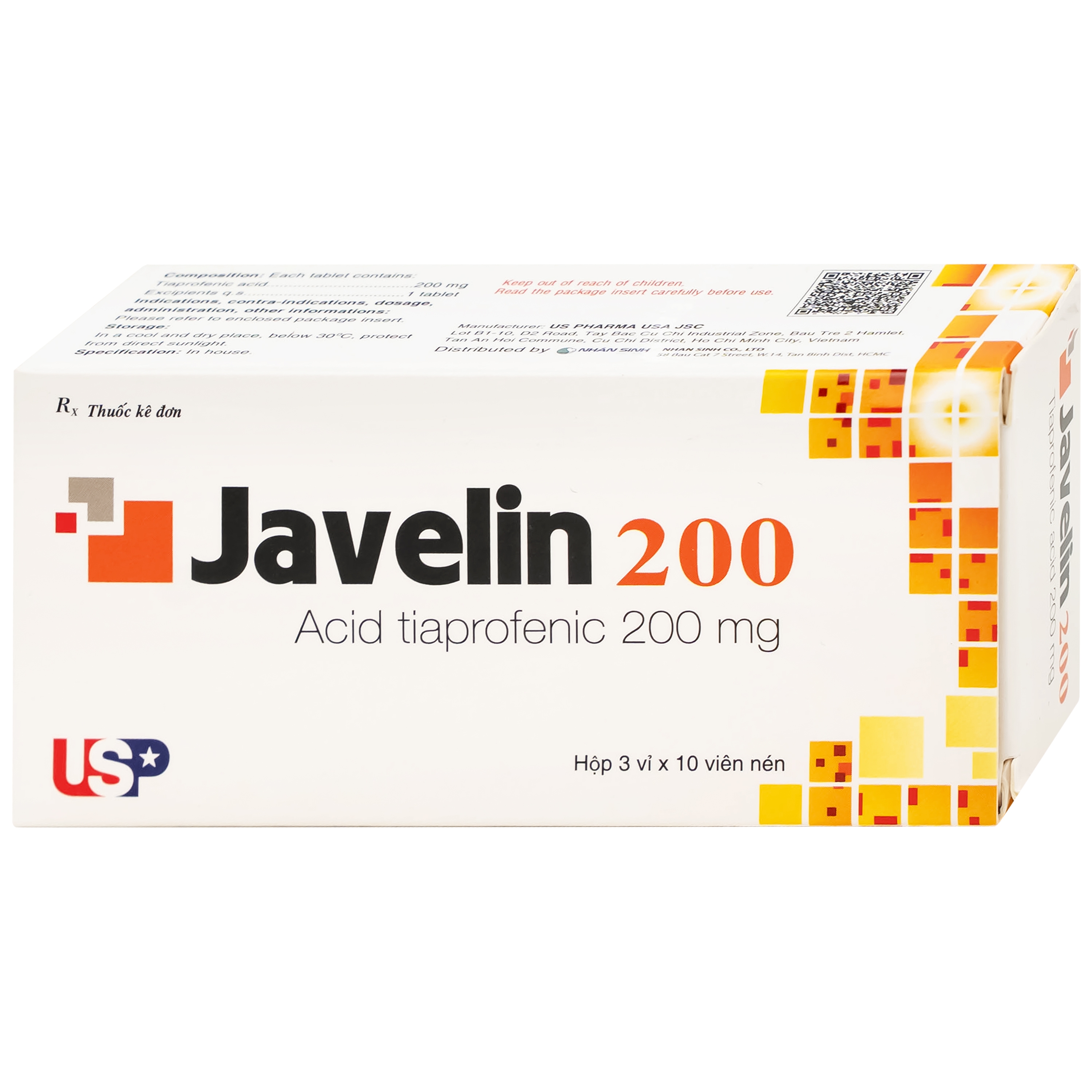 Hình ảnh Thuốc Javelin 200mg USP điều trị các bệnh viêm khớp và đau cột sống (3 vỉ x 10 viên)