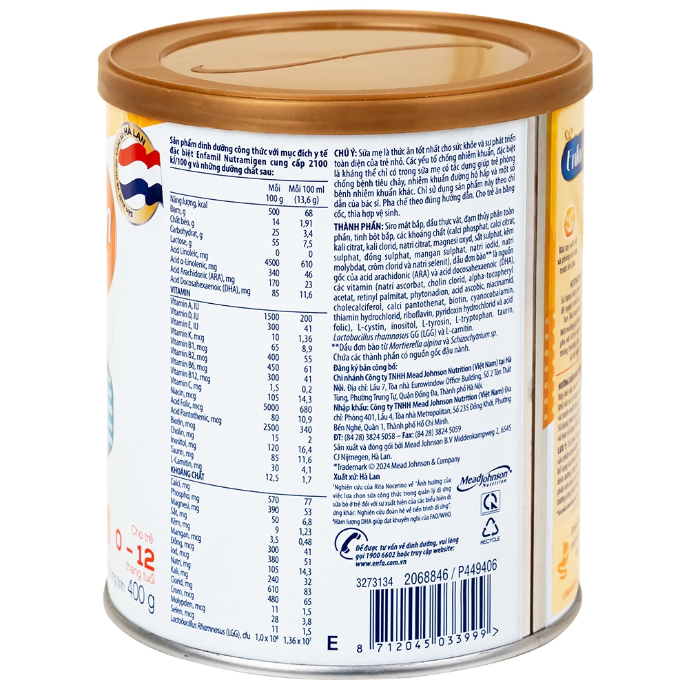 Hình ảnh Sữa Nutramigen A+ LGG Mead Johnson bổ sung dinh dưỡng cho trẻ dị ứng với đạm sữa (400g)