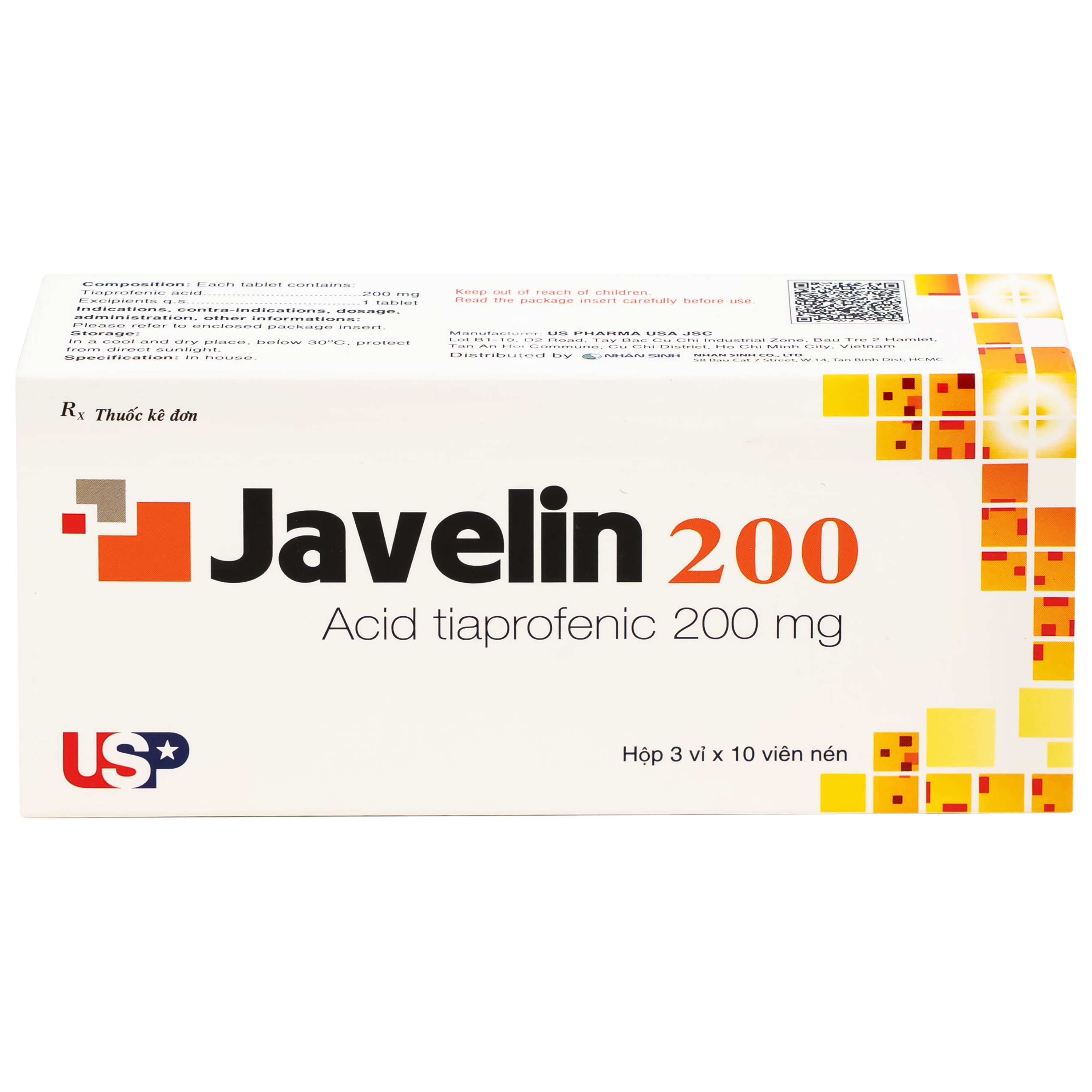 Hình ảnh Thuốc Javelin 200mg USP điều trị các bệnh viêm khớp và đau cột sống (3 vỉ x 10 viên)