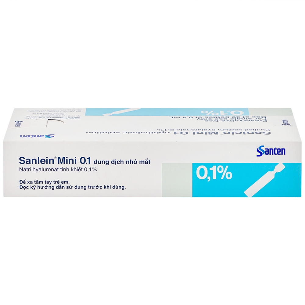 Hình ảnh Thuốc nhỏ mắt Sanlein Mini 0.1% Santen hỗ trợ điều trị rối loạn biểu mô kết giác mạc (3 vỉ x 10 lọ x 0.4ml)