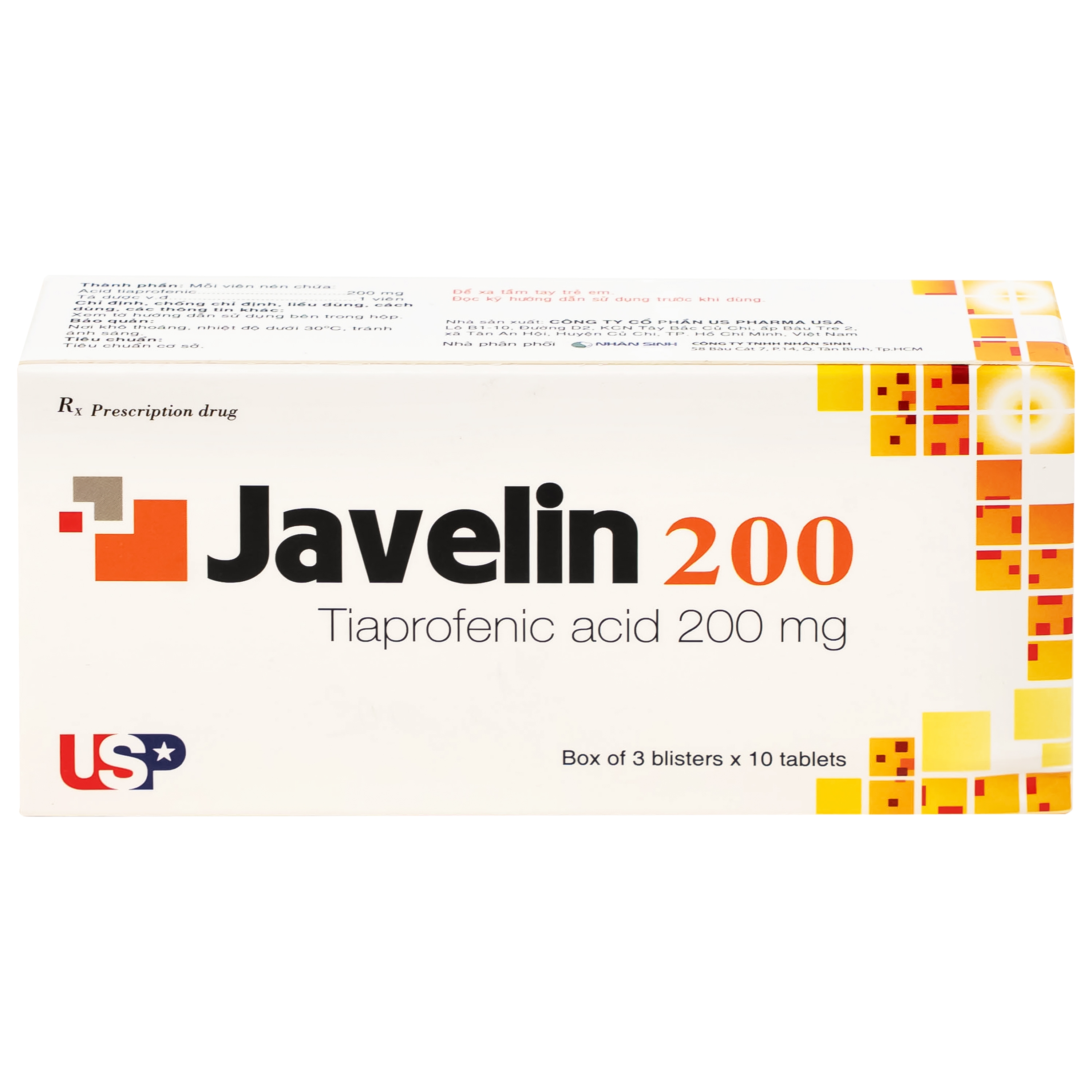 Hình ảnh Thuốc Javelin 200mg USP điều trị các bệnh viêm khớp và đau cột sống (3 vỉ x 10 viên)