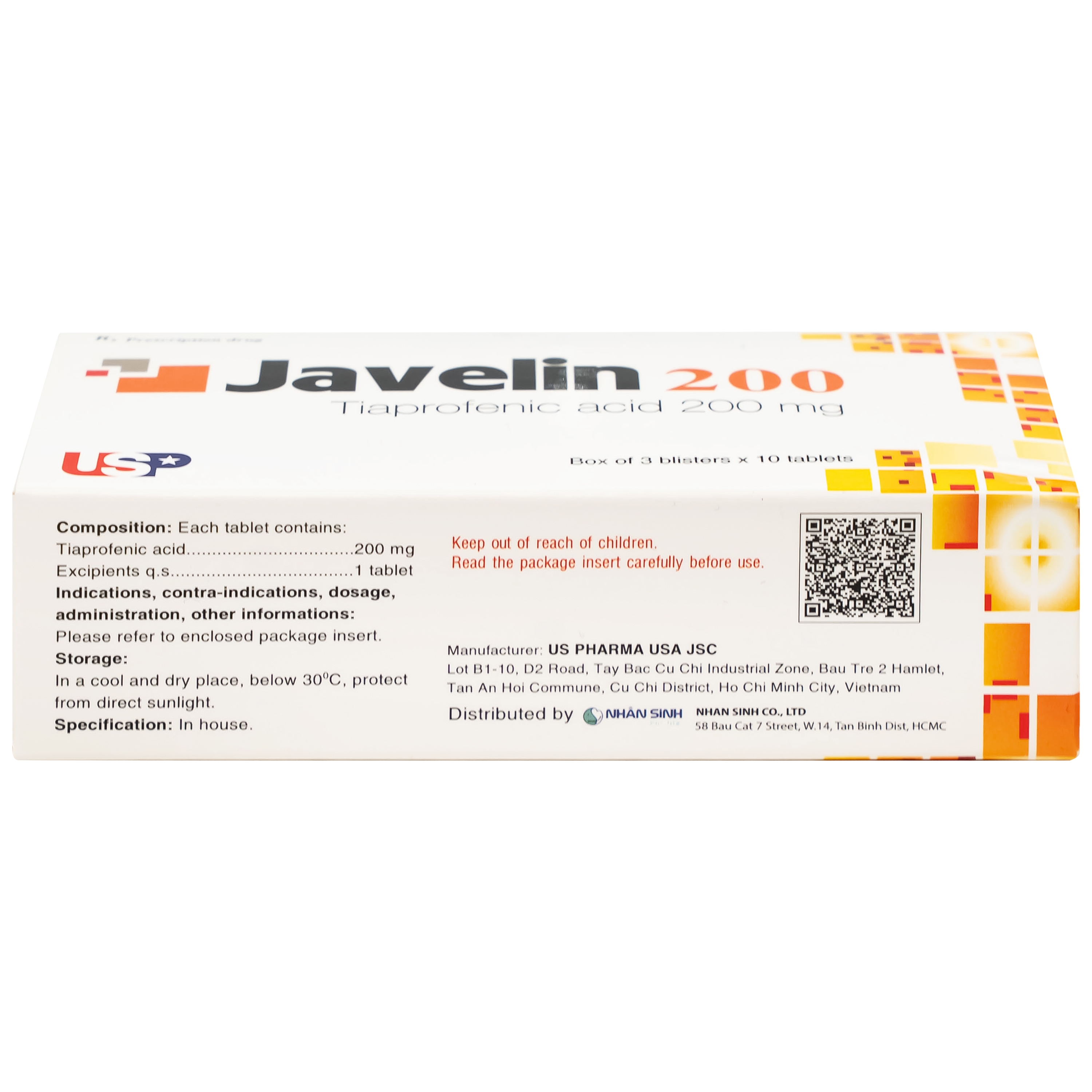 Hình ảnh Thuốc Javelin 200mg USP điều trị các bệnh viêm khớp và đau cột sống (3 vỉ x 10 viên)