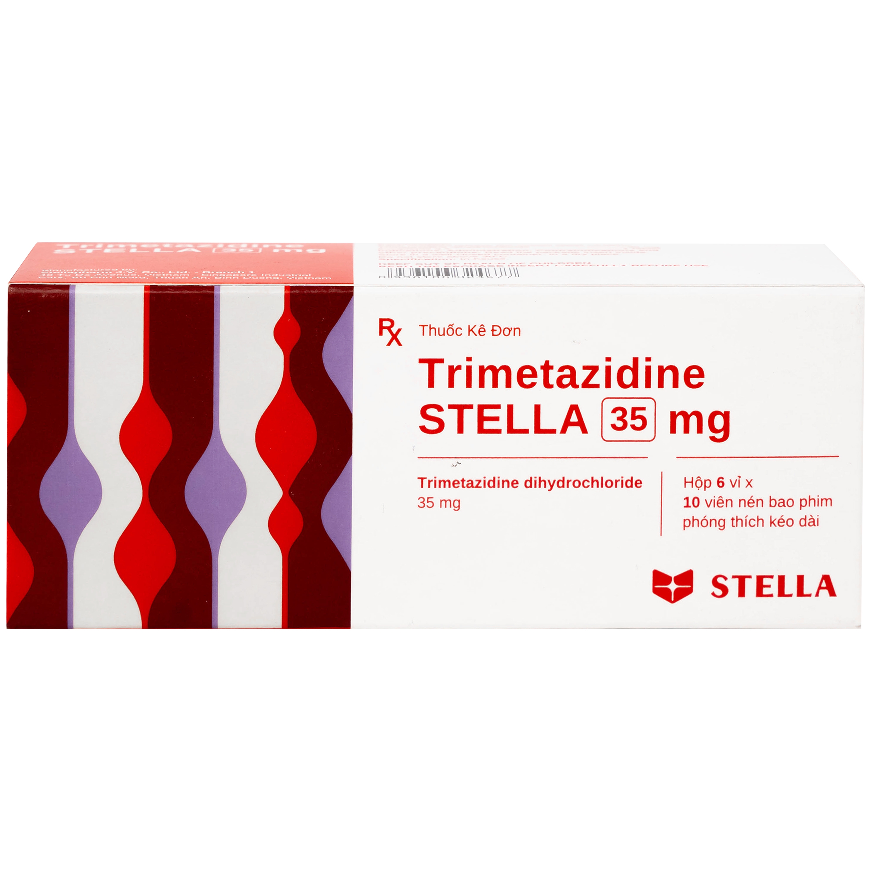 Hình ảnh Thuốc Trimetazidine 35mg Stella Pharm hỗ trợ điều trị triệu chứng đau thắt ngực ổn định (6 vỉ x 10 viên)