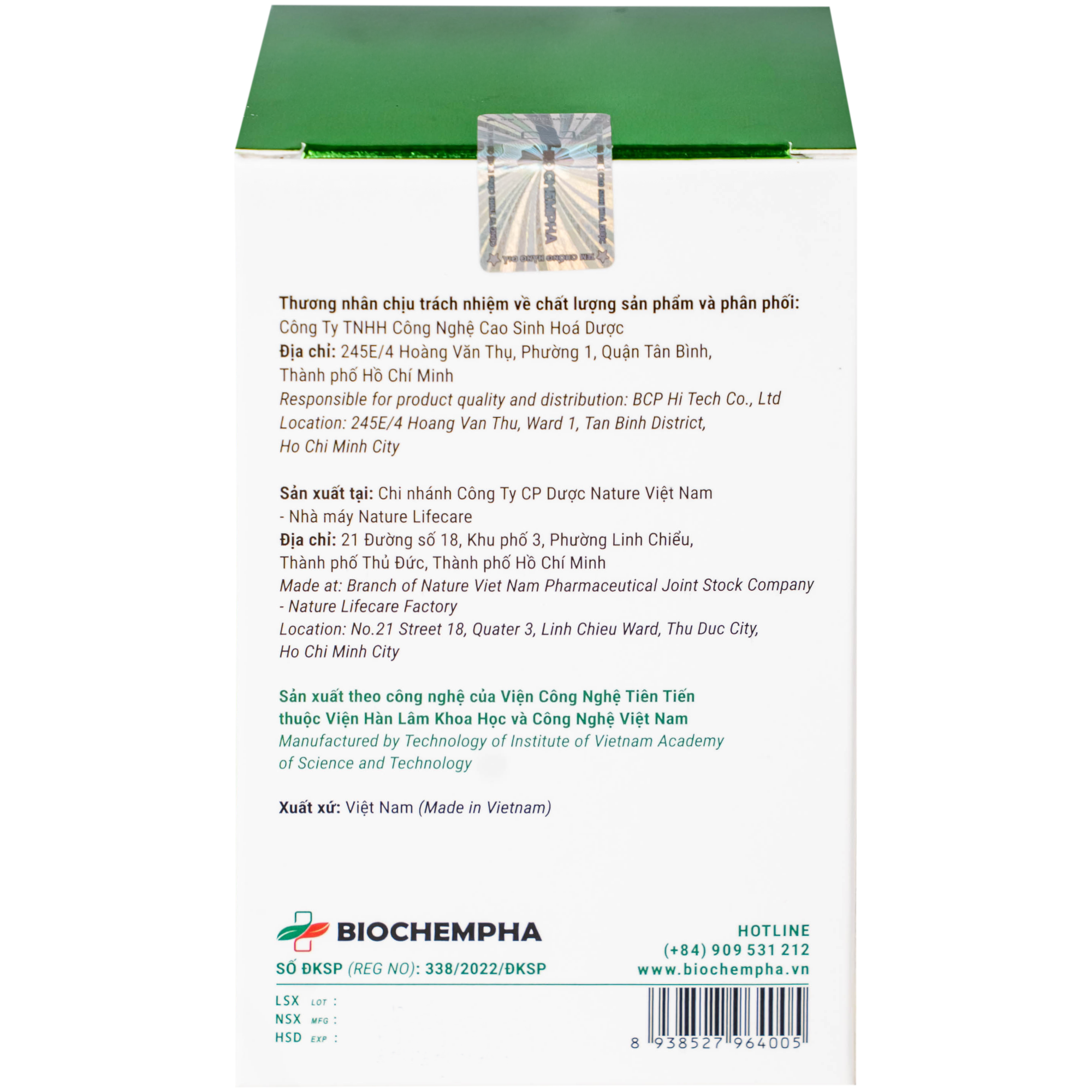Hình ảnh Viên uống giảm ho, giảm đờm, đau rát họng, viêm phế quản Nano Anpacov Biochempha (60 viên)