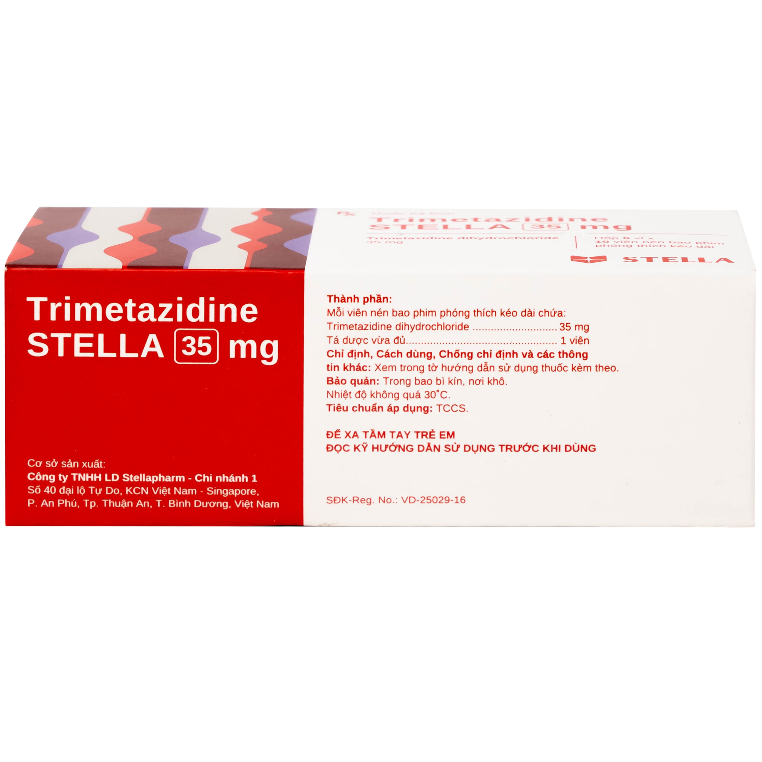 Hình ảnh Thuốc Trimetazidine 35mg Stella Pharm hỗ trợ điều trị triệu chứng đau thắt ngực ổn định (6 vỉ x 10 viên)