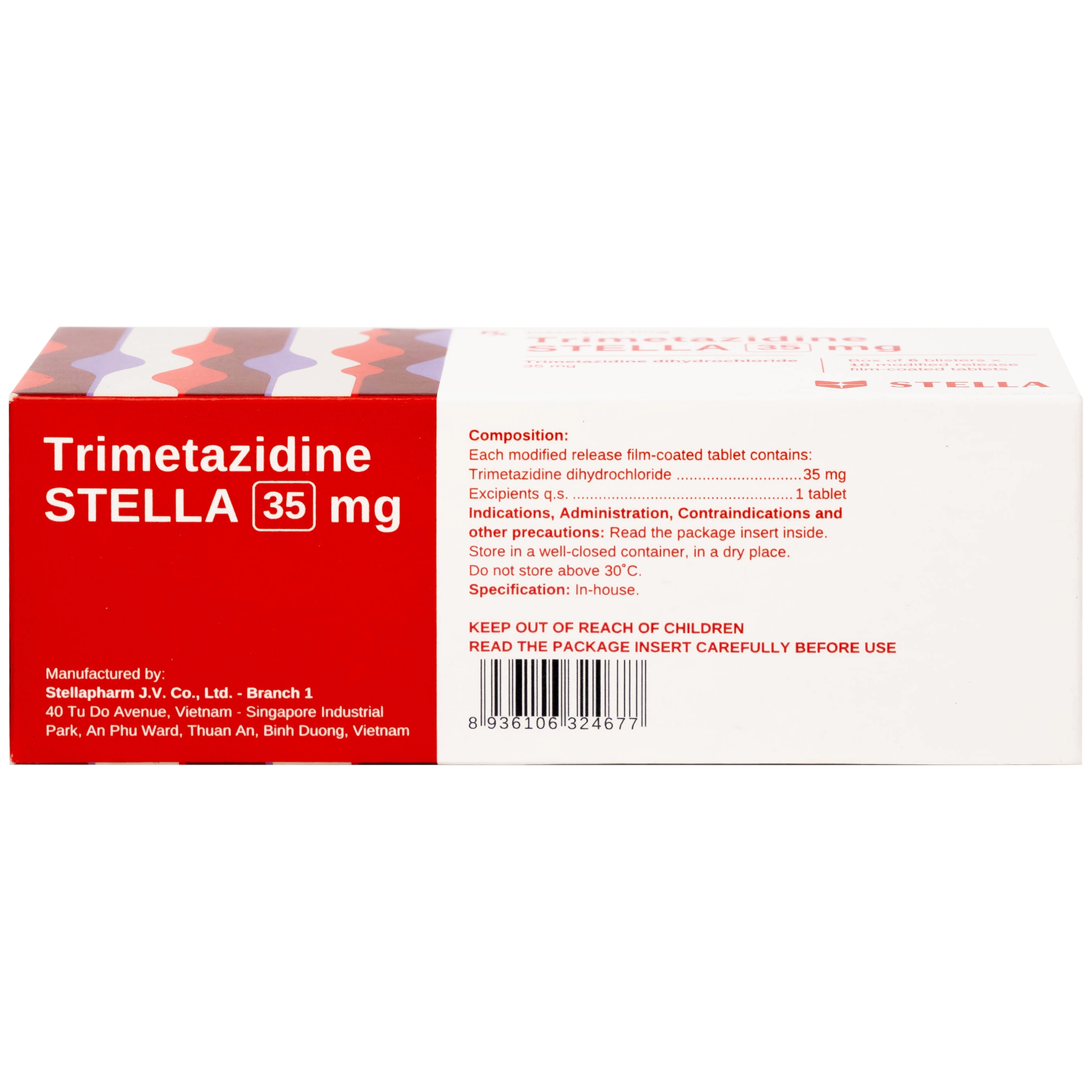 Hình ảnh Thuốc Trimetazidine 35mg Stella Pharm hỗ trợ điều trị triệu chứng đau thắt ngực ổn định (6 vỉ x 10 viên)