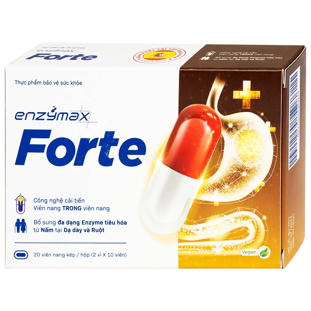 Hình ảnh Viên nang Enzymax Forte MHD hỗ trợ tăng cường tiêu hóa, giảm chứng đầy bụng khó tiêu (2 vỉ x 10 viên)