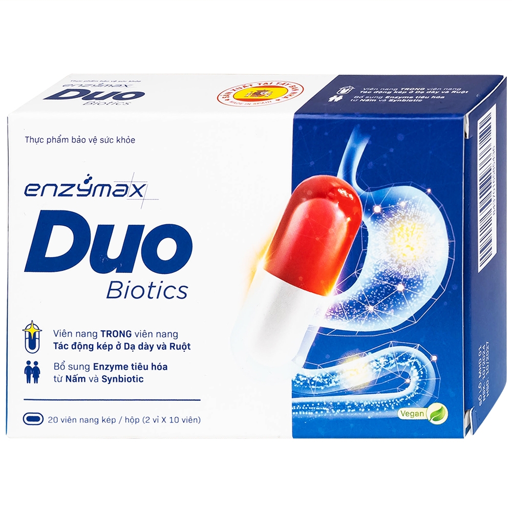 Hình ảnh Viên uống EnzymaxDuo Biotics MHD bổ sung lợi khuẩn và enzyme tiêu hóa cho cơ thể (2 vỉ x 10 viên)