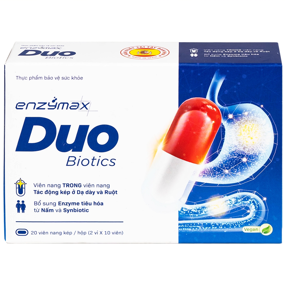 Hình ảnh Viên uống EnzymaxDuo Biotics MHD bổ sung lợi khuẩn và enzyme tiêu hóa cho cơ thể (2 vỉ x 10 viên)