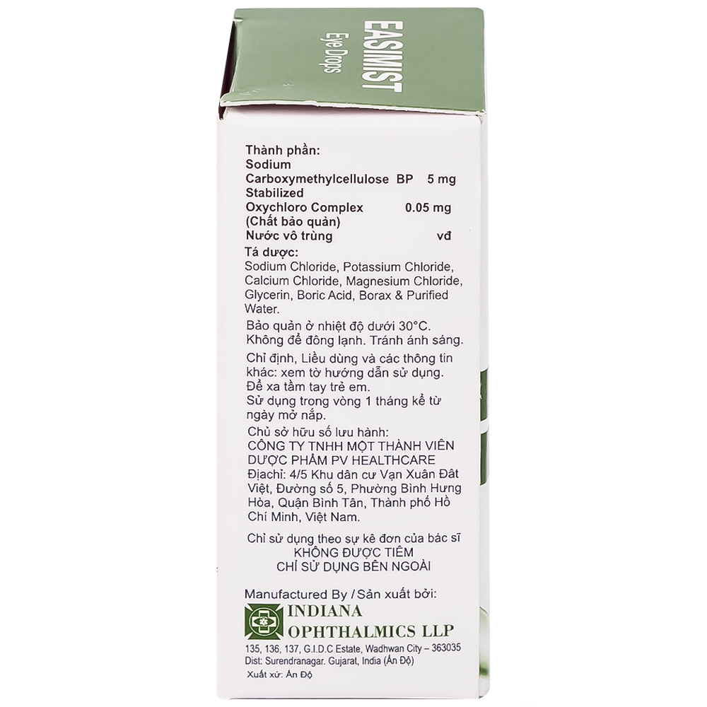 Hình ảnh Nước mắt nhân tạo Easimist Eye Drops Indiana Ophthalmics giúp giảm khô và mỏi mắt (5ml)
