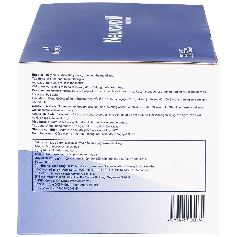 Hình ảnh Thuốc NeuroAID II MLC 901 Moleac điều trị phục hồi chức năng cho bệnh nhân đột quỵ (3 hộp x 60 viên)