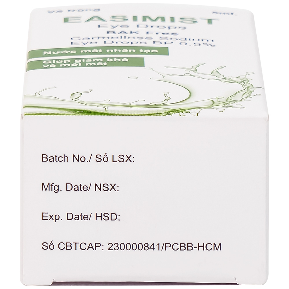 Hình ảnh Nước mắt nhân tạo Easimist Eye Drops Indiana Ophthalmics giúp giảm khô và mỏi mắt (5ml)
