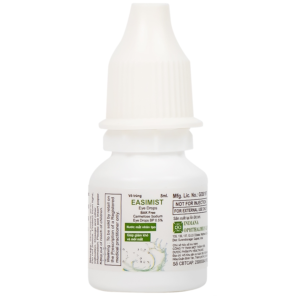 Hình ảnh Nước mắt nhân tạo Easimist Eye Drops Indiana Ophthalmics giúp giảm khô và mỏi mắt (5ml)